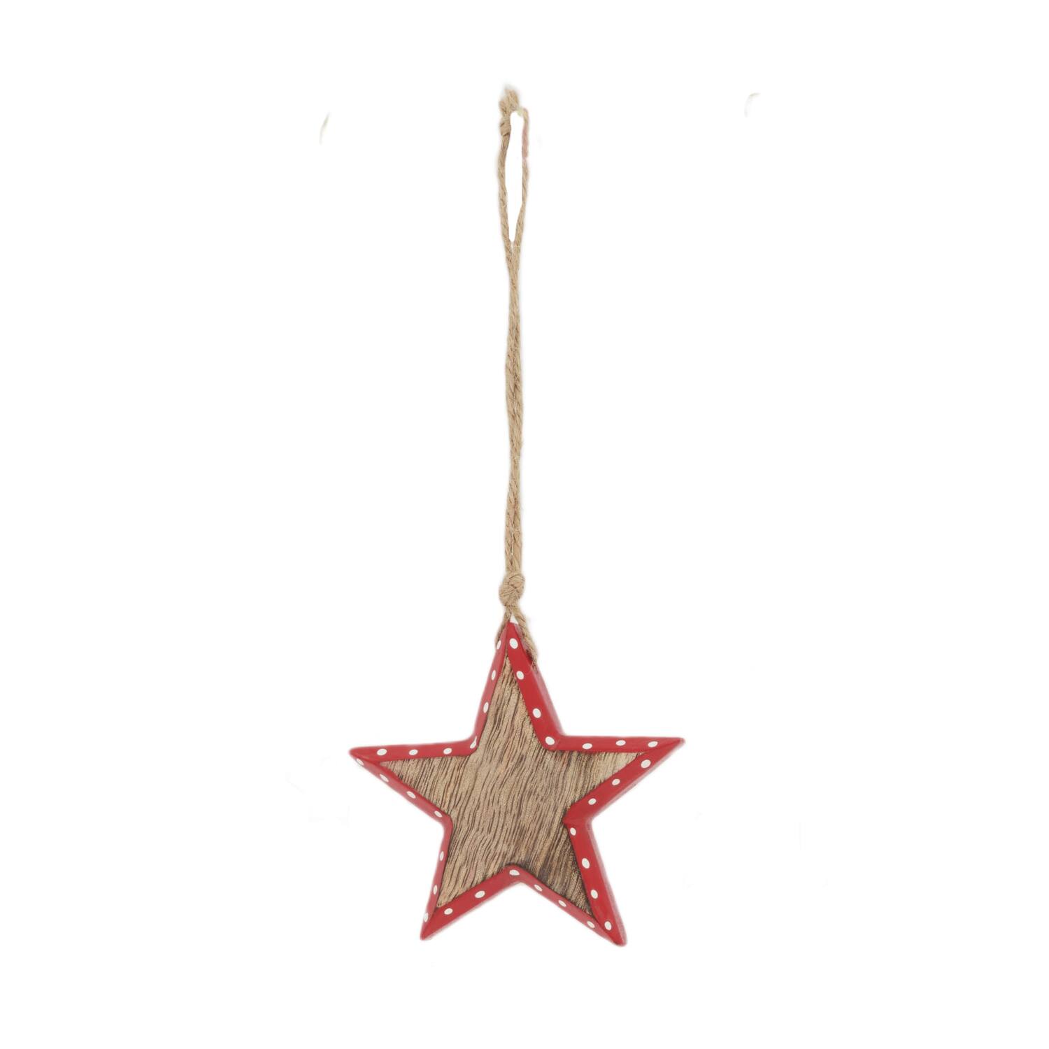 Hanger star mango wood 9x9x1.5cm - Natural