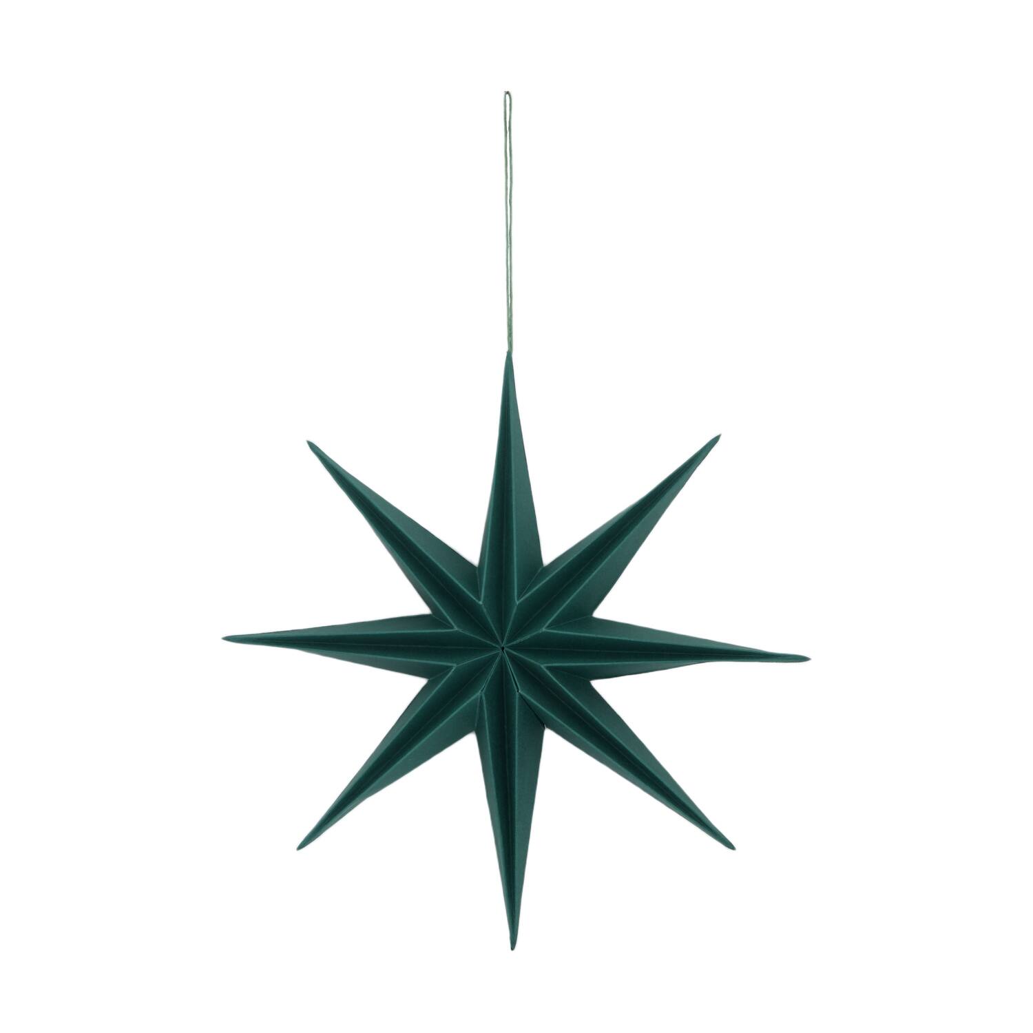 Hanger star paper 30x30x6.5cm - Green