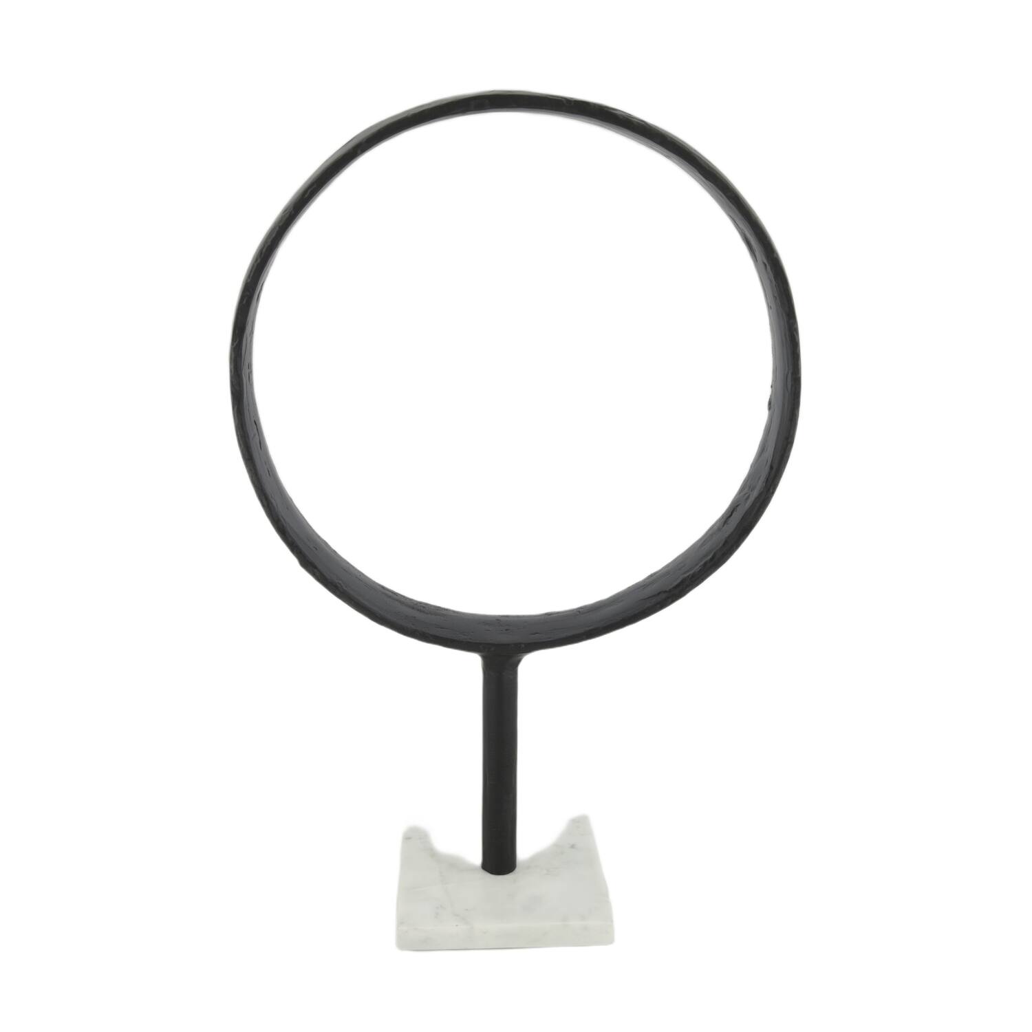 Sculpture Anneau en aluminium sur support - 29x11,5x43 cm - Noir