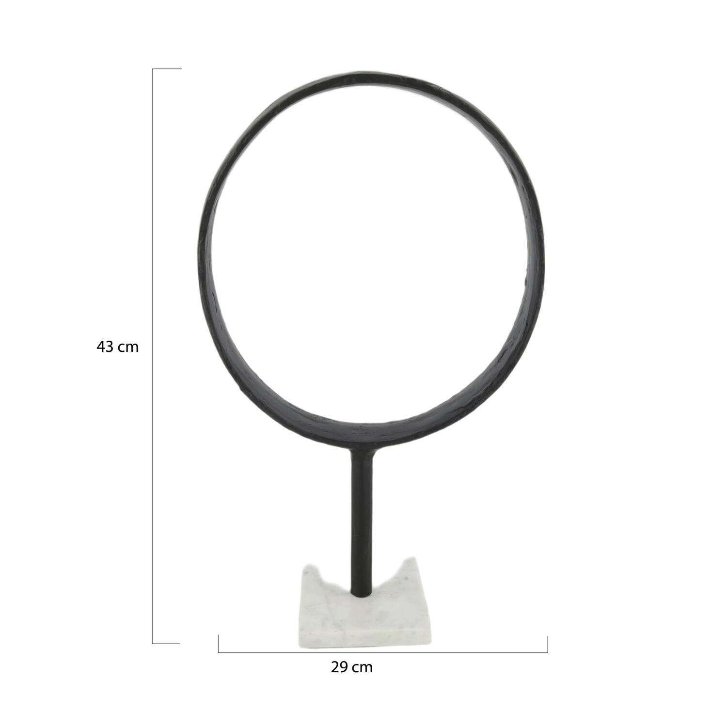Sculpture Anneau en aluminium sur support - 29x11,5x43 cm - Noir