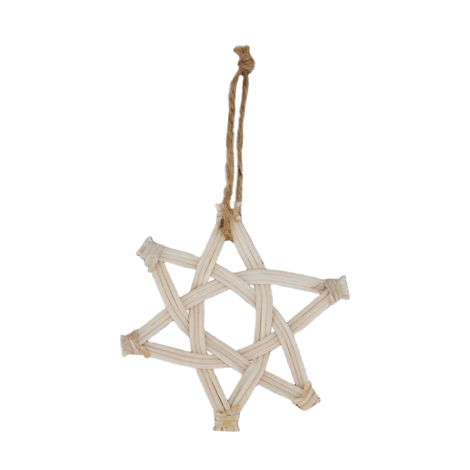 Hanger star bamboo 14x1x14cm - White