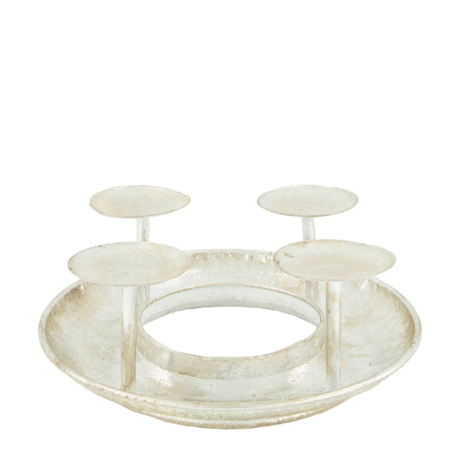Pillar candle holder metal 28x28x10.5cm - Silver