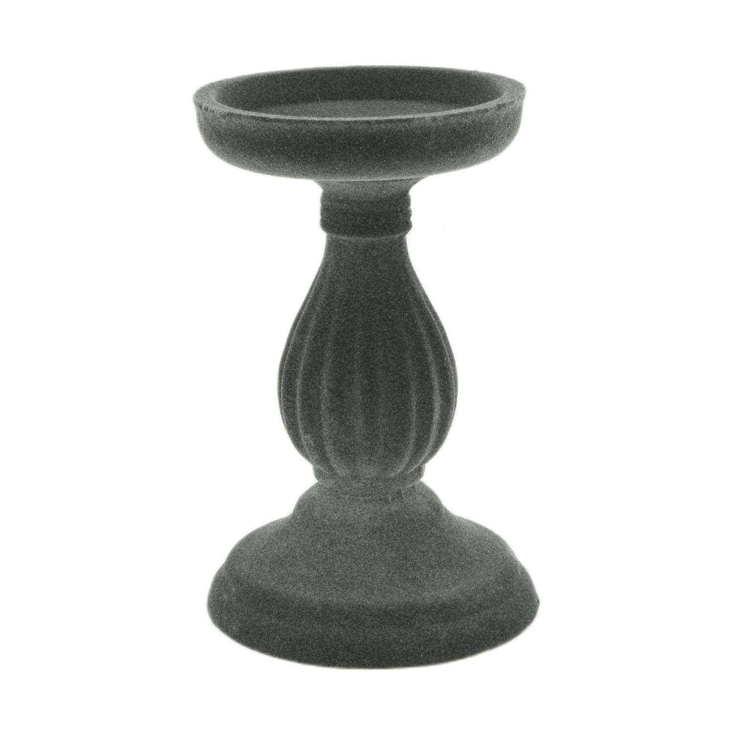 Pillar candle holder velvet mdf 10.7x10.7x17cm