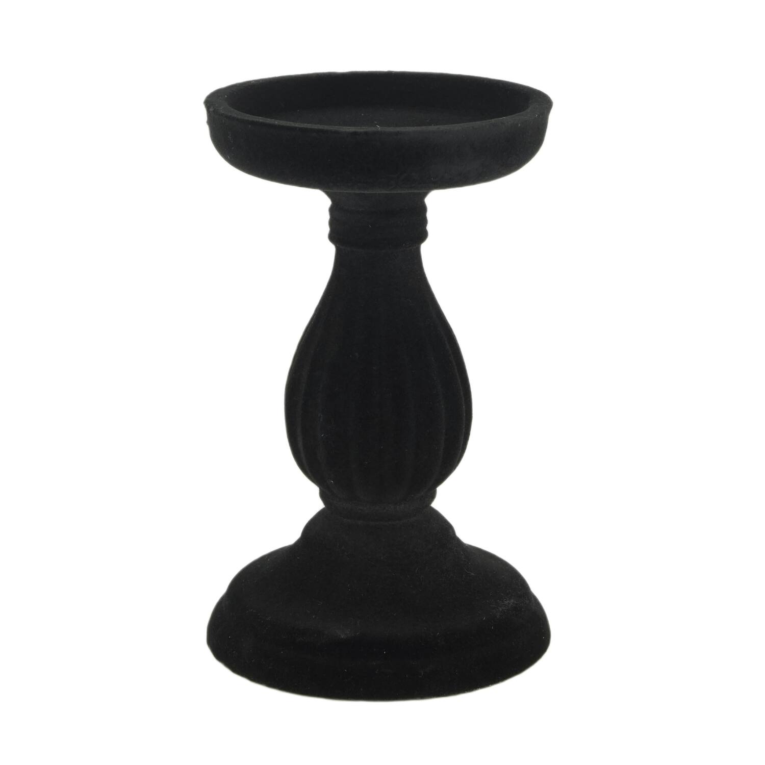 Pillar candle holder velvet mdf 10.7x10.7x17cm