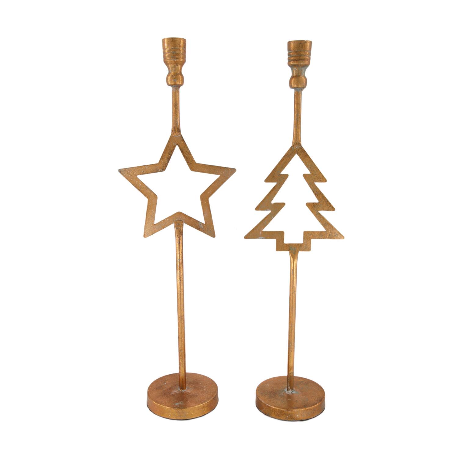 Dinnercandle holder star / tree metal 16x10.6x51.5cm A/2