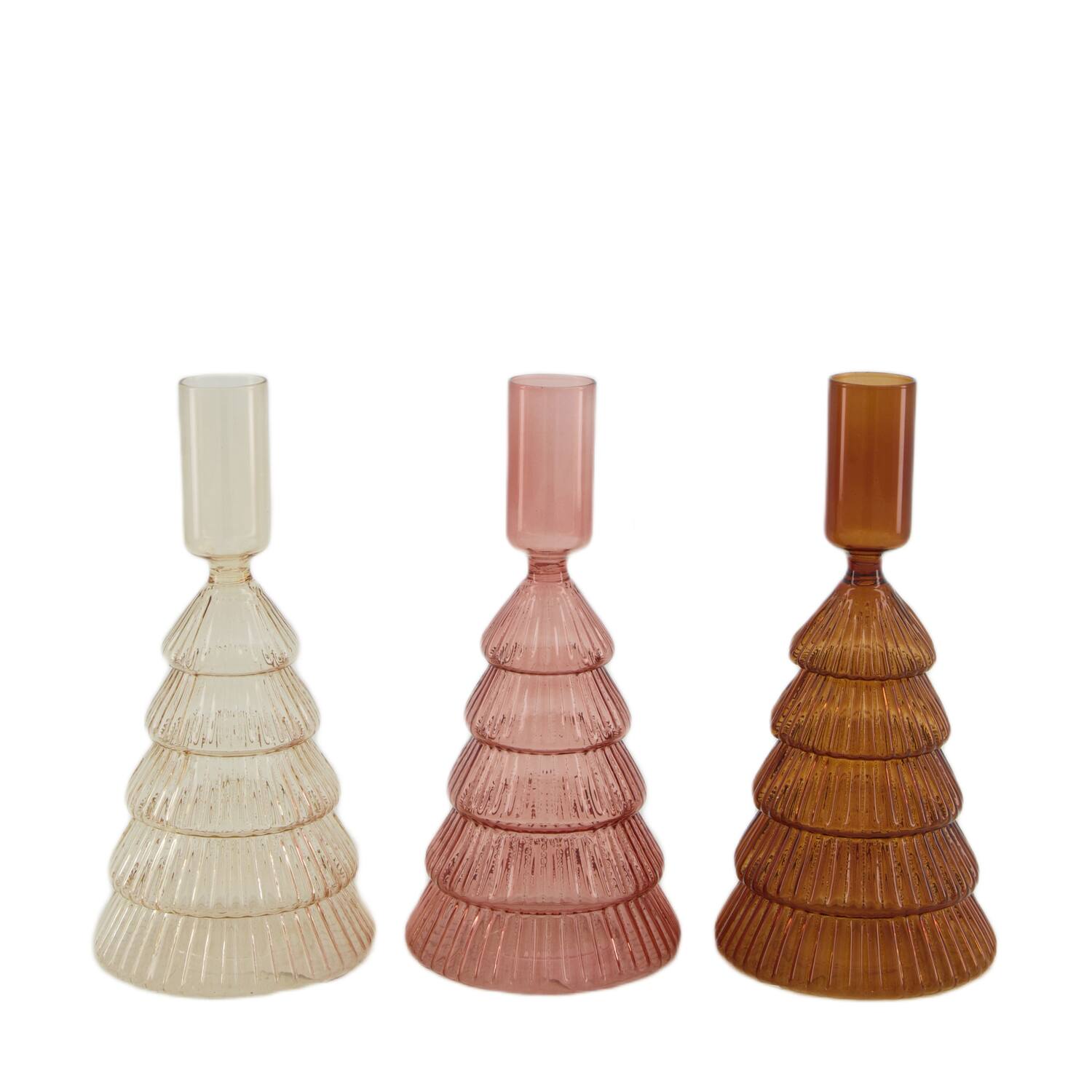 Dinnercandle holder tree glass 8.5x8.5x17cm C/3