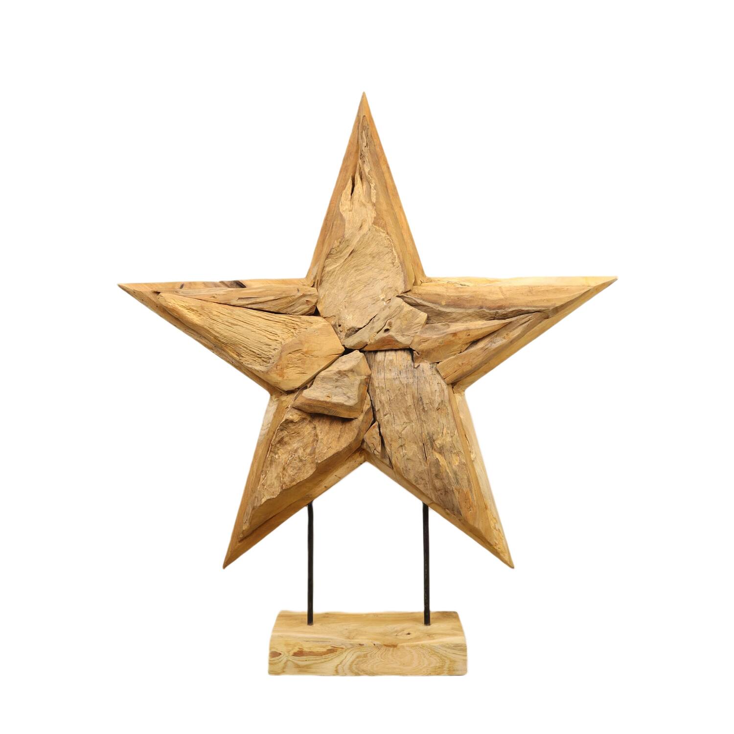 Star erosion wood on stand 55x12x68cm - Natural