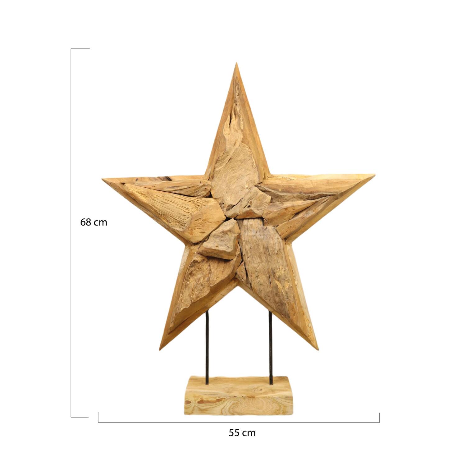 Star erosion wood on stand 55x12x68cm - Natural