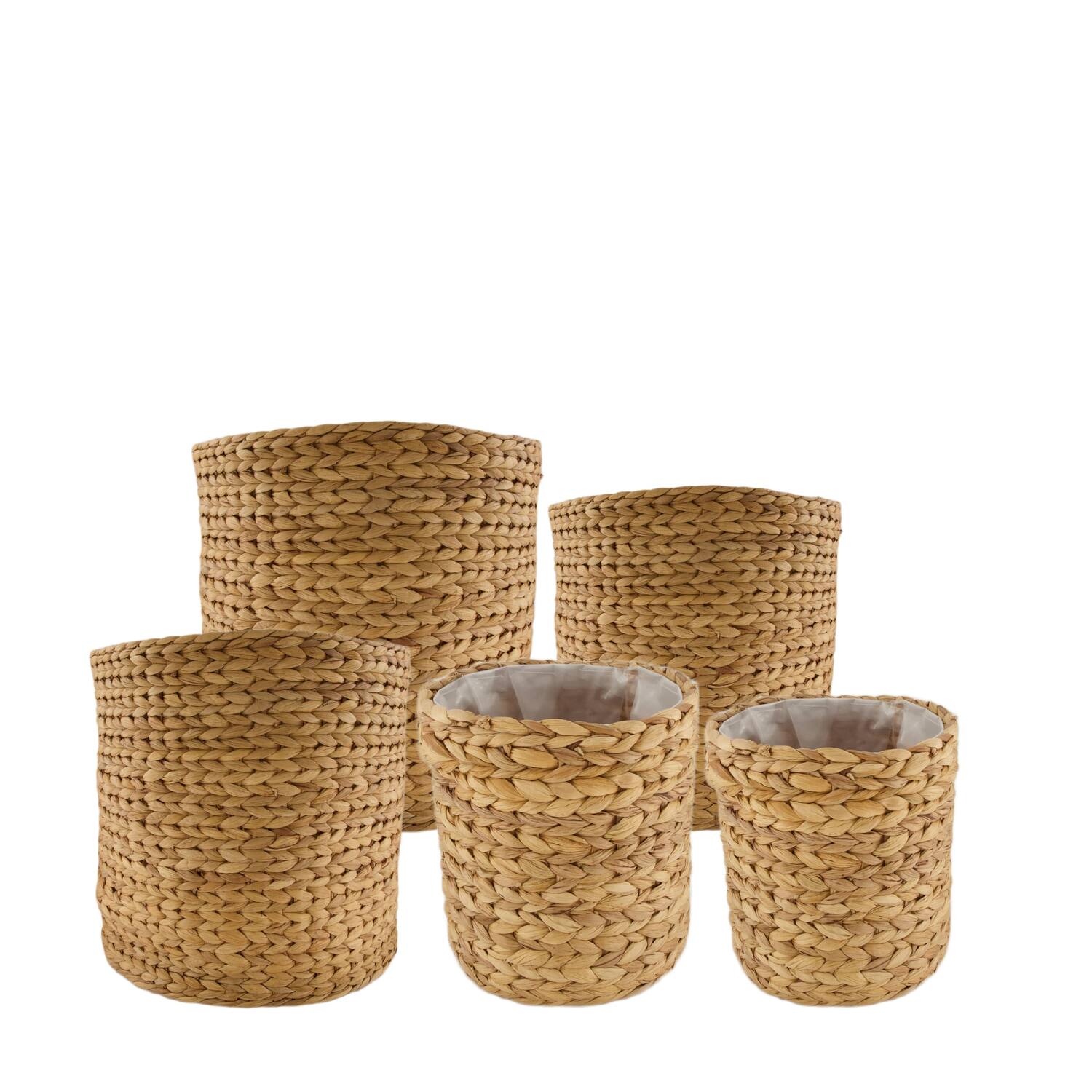 Basket round waterhyacinth with plastic 38x38x38cm S5 - Natural