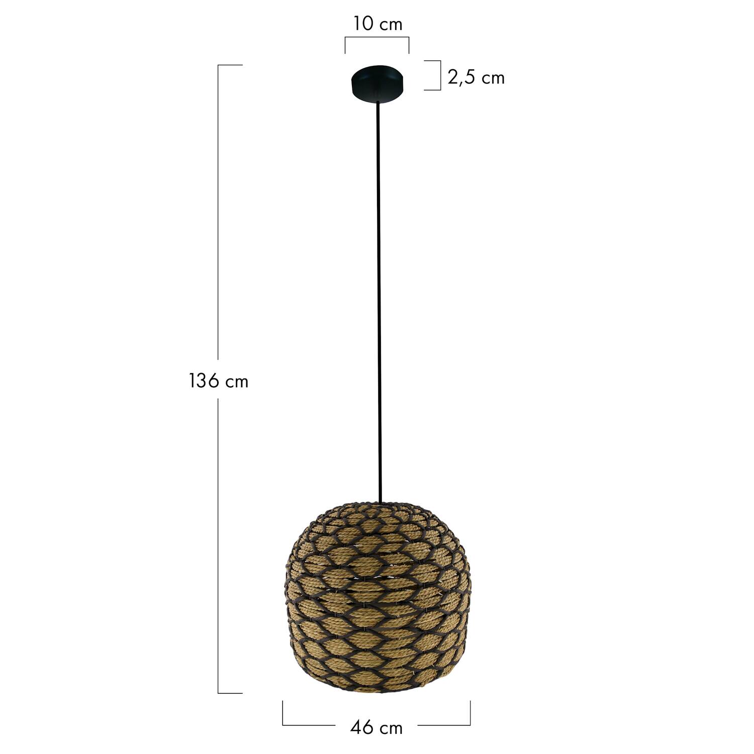 Ceiling light seagrass 46x46x36cm