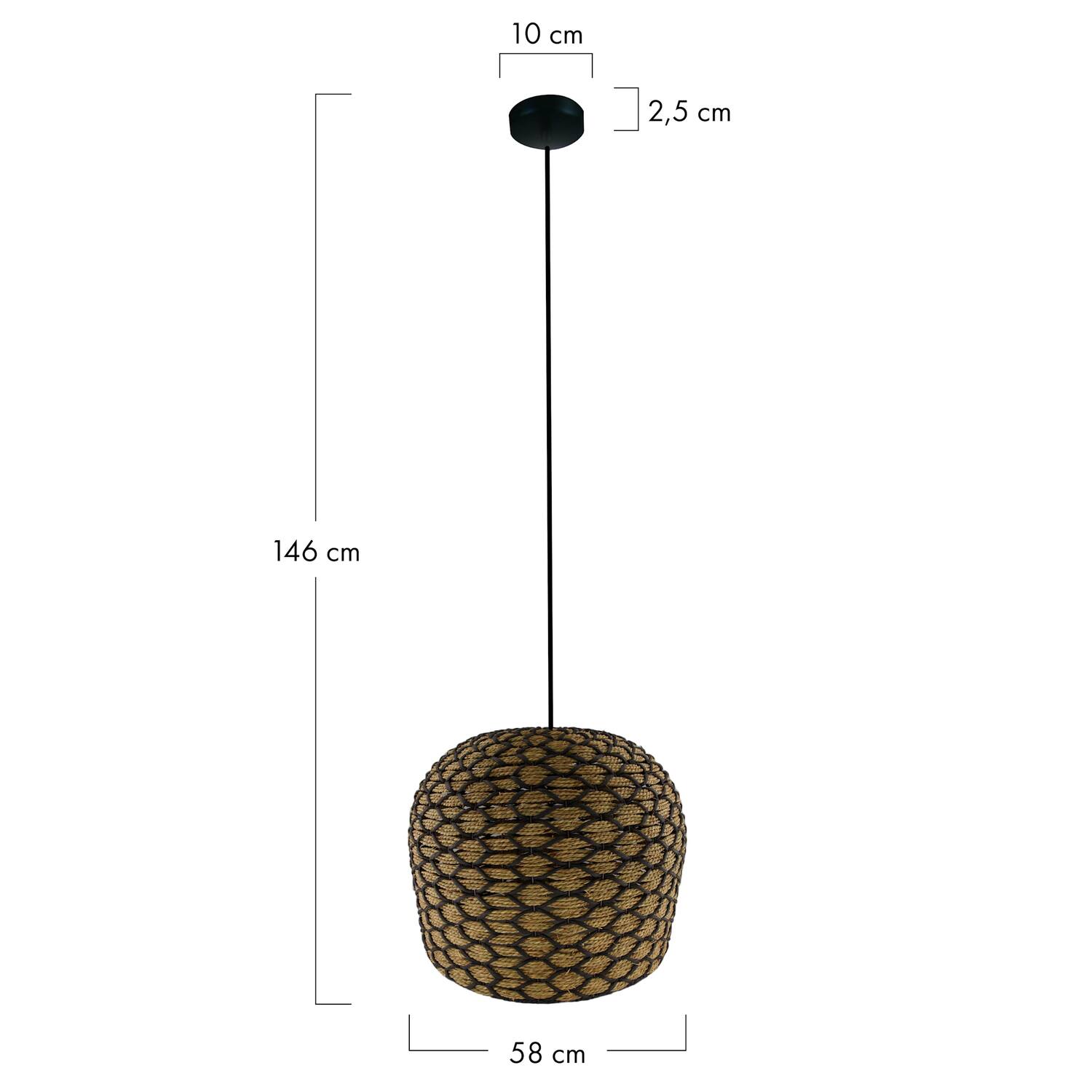 Ceiling light seagrass 58x58x46cm