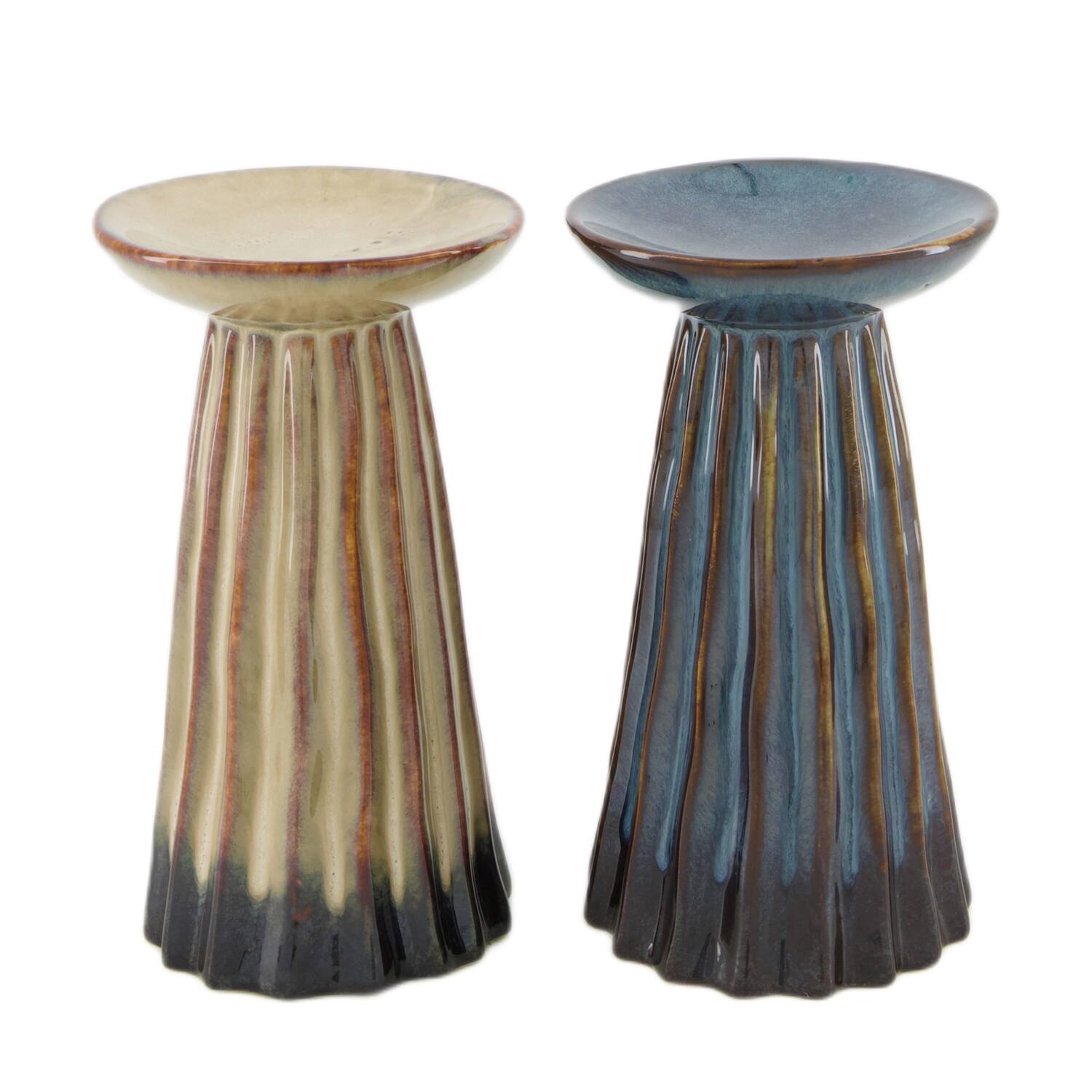 Pillar candle holder ceramic 9.2x9.2x16cm C2 - Grey