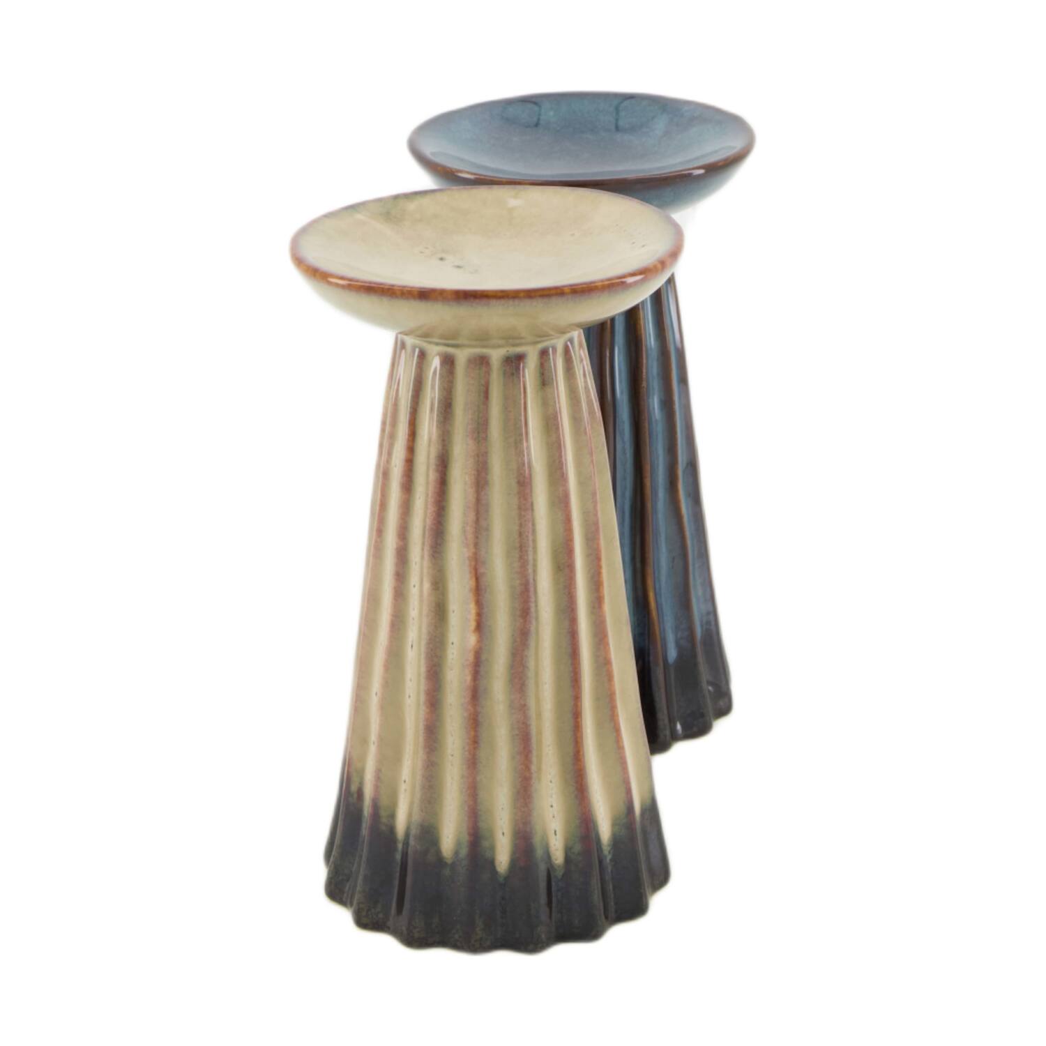 Pillar candle holder ceramic 9.2x9.2x16cm C2 - Grey