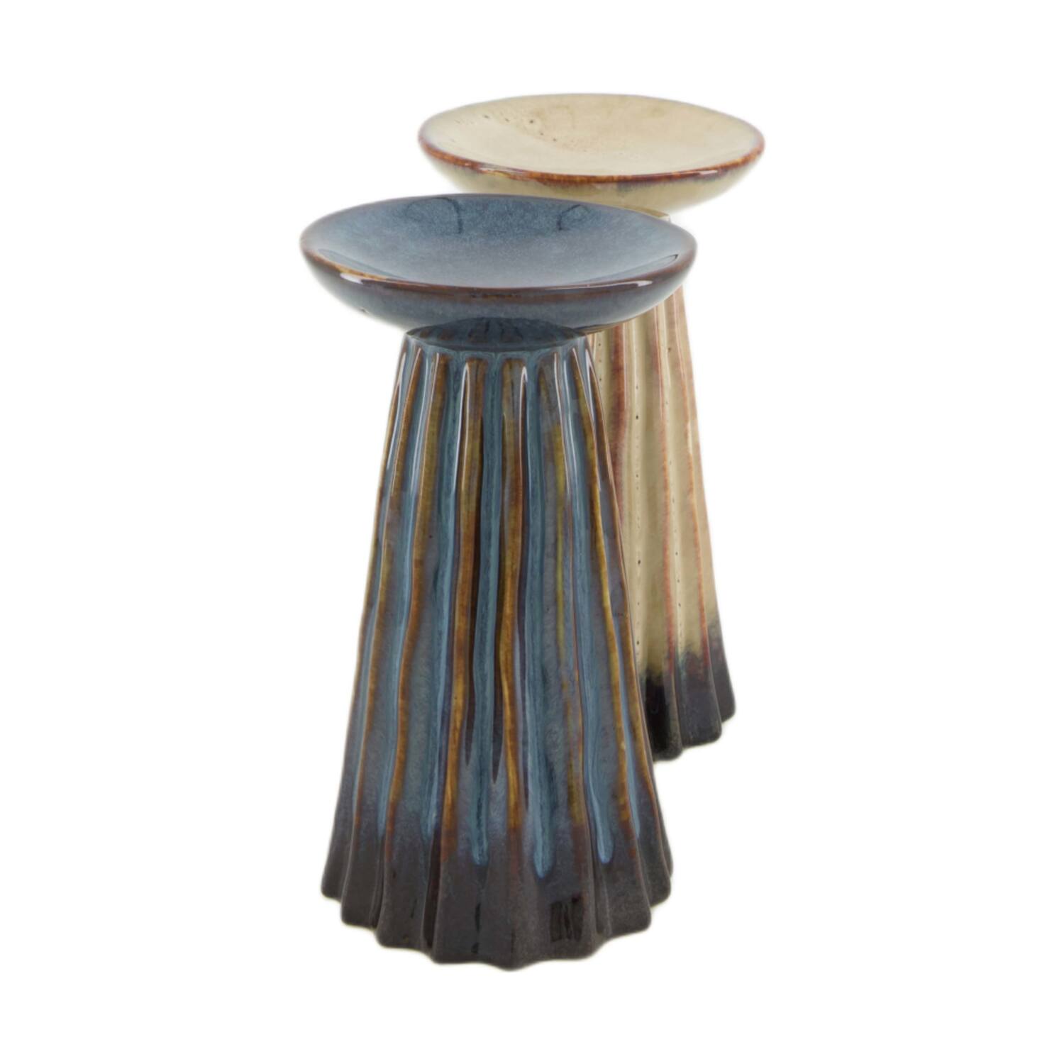 Pillar candle holder ceramic 9.2x9.2x16cm C2 - Grey