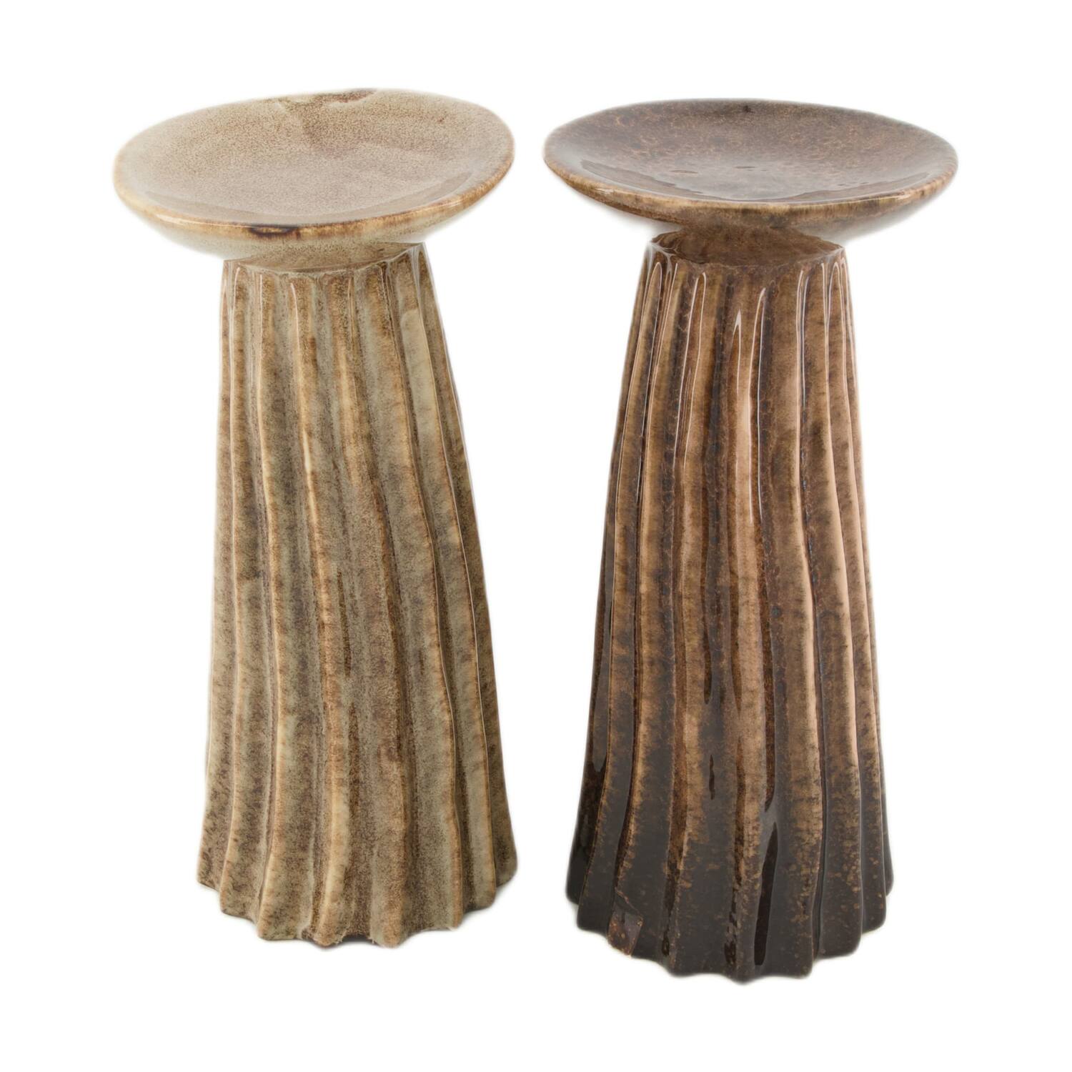 Pillar candle holder ceramic 9.9x9.9x21cm C/2