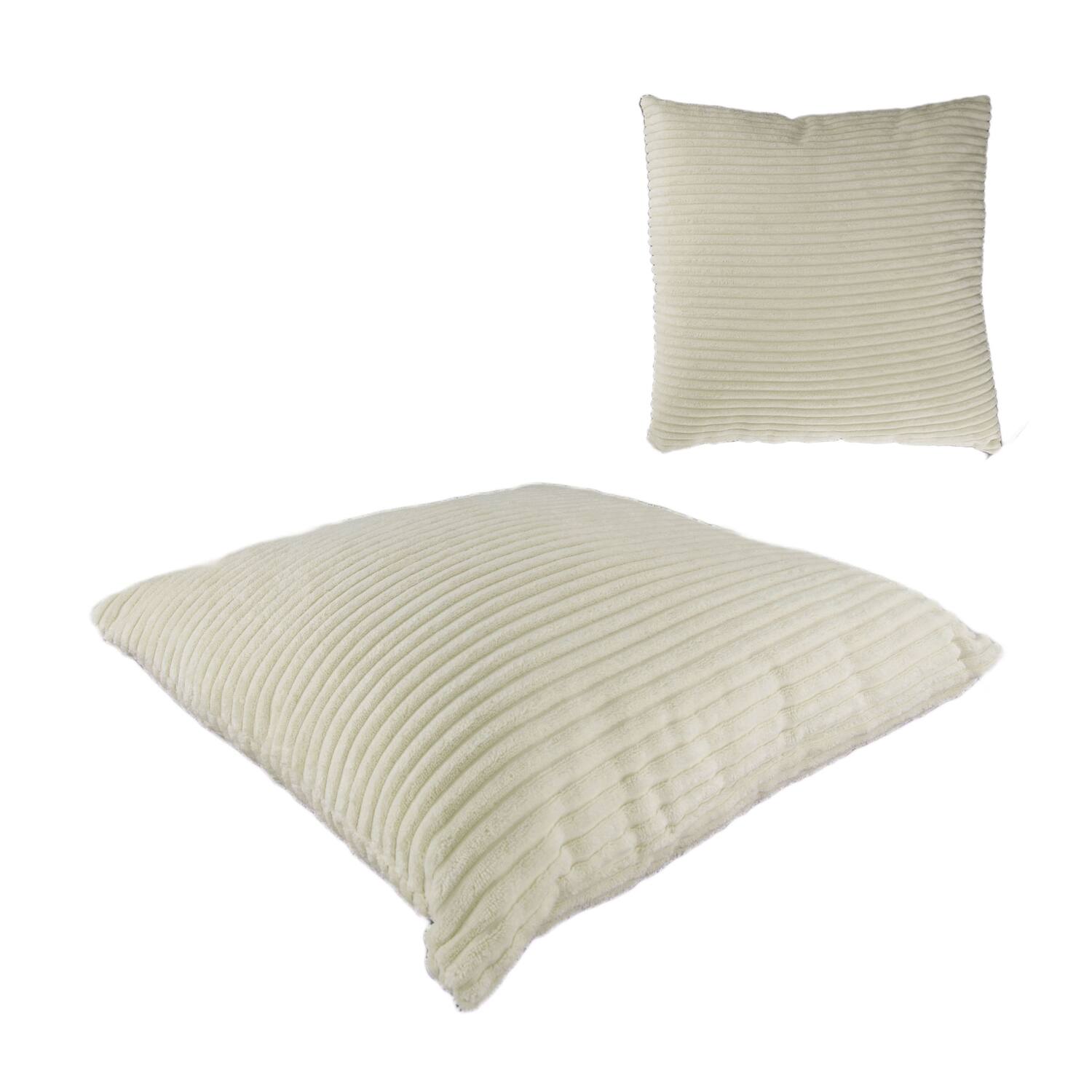Cushion ribbed polyester 45x45x8cm - White