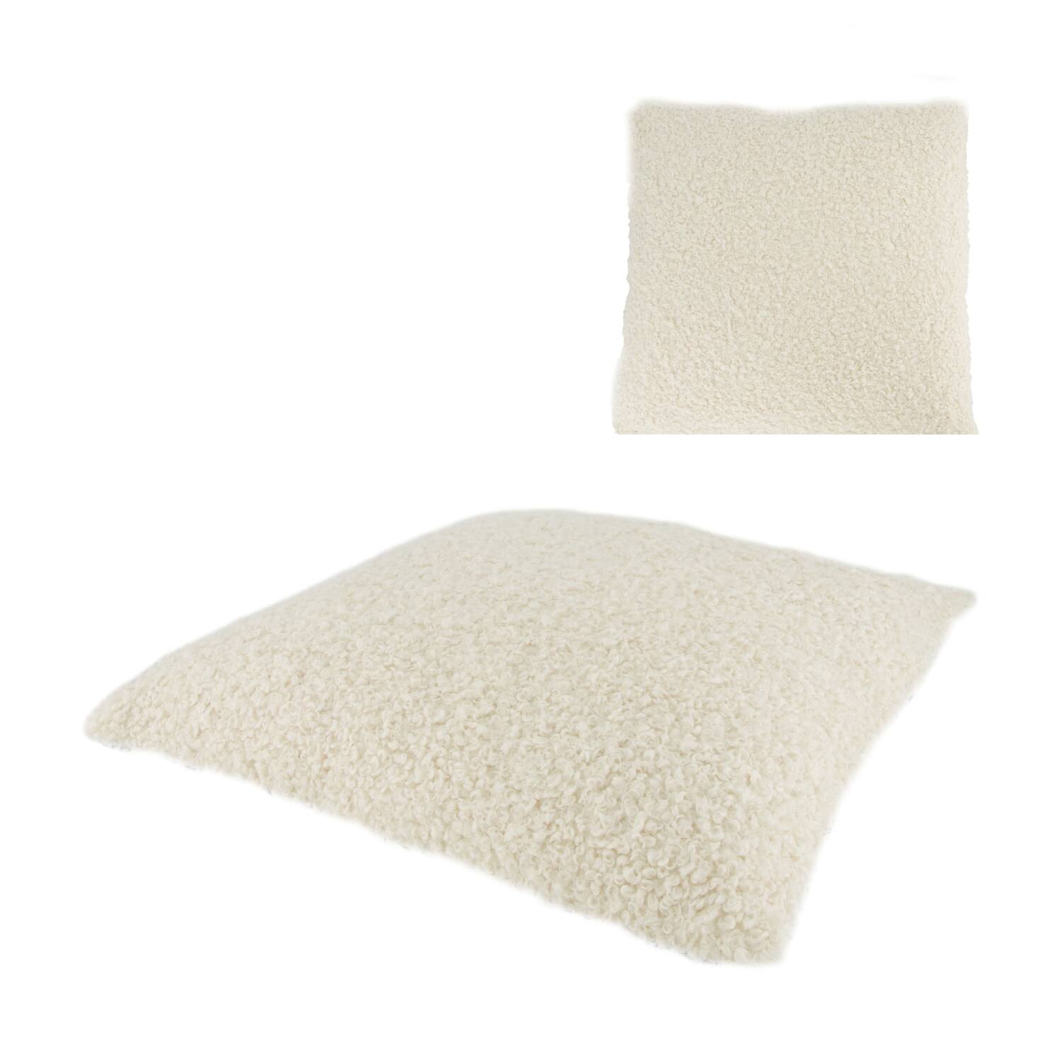 Cushion teddy polyester 45x45x8cm - White