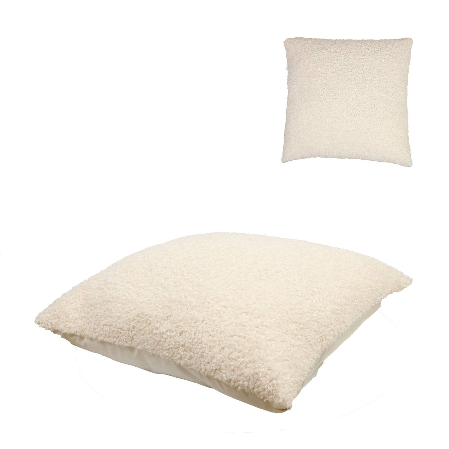 Cushion teddy polyester 60x60x8cm - White