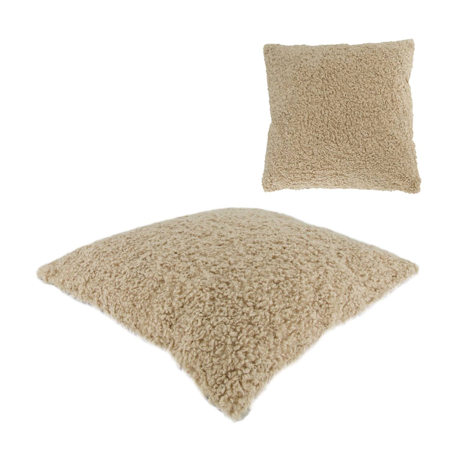Cushion teddy polyester 45x45x8cm - Brown