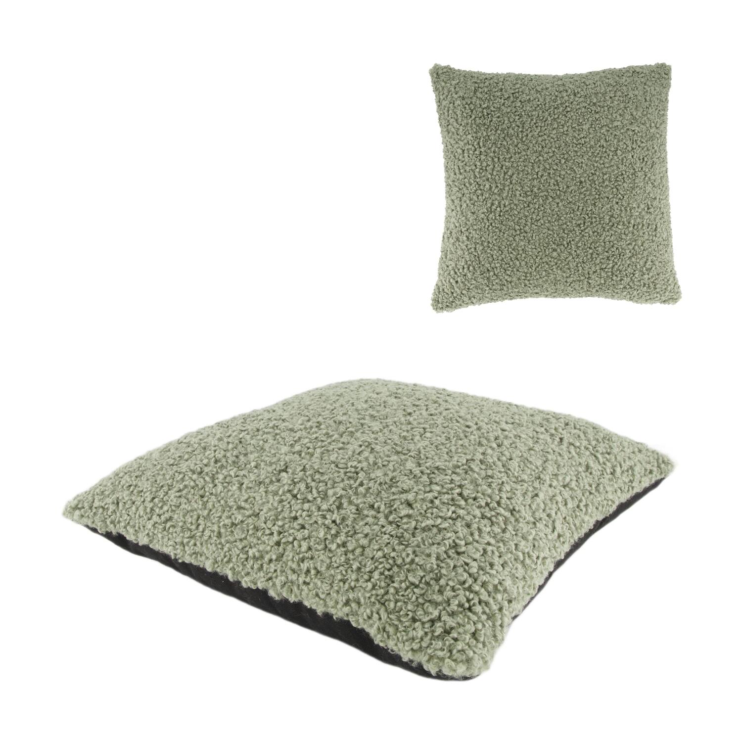 Cushion teddy polyester 45x45x8cm - Green