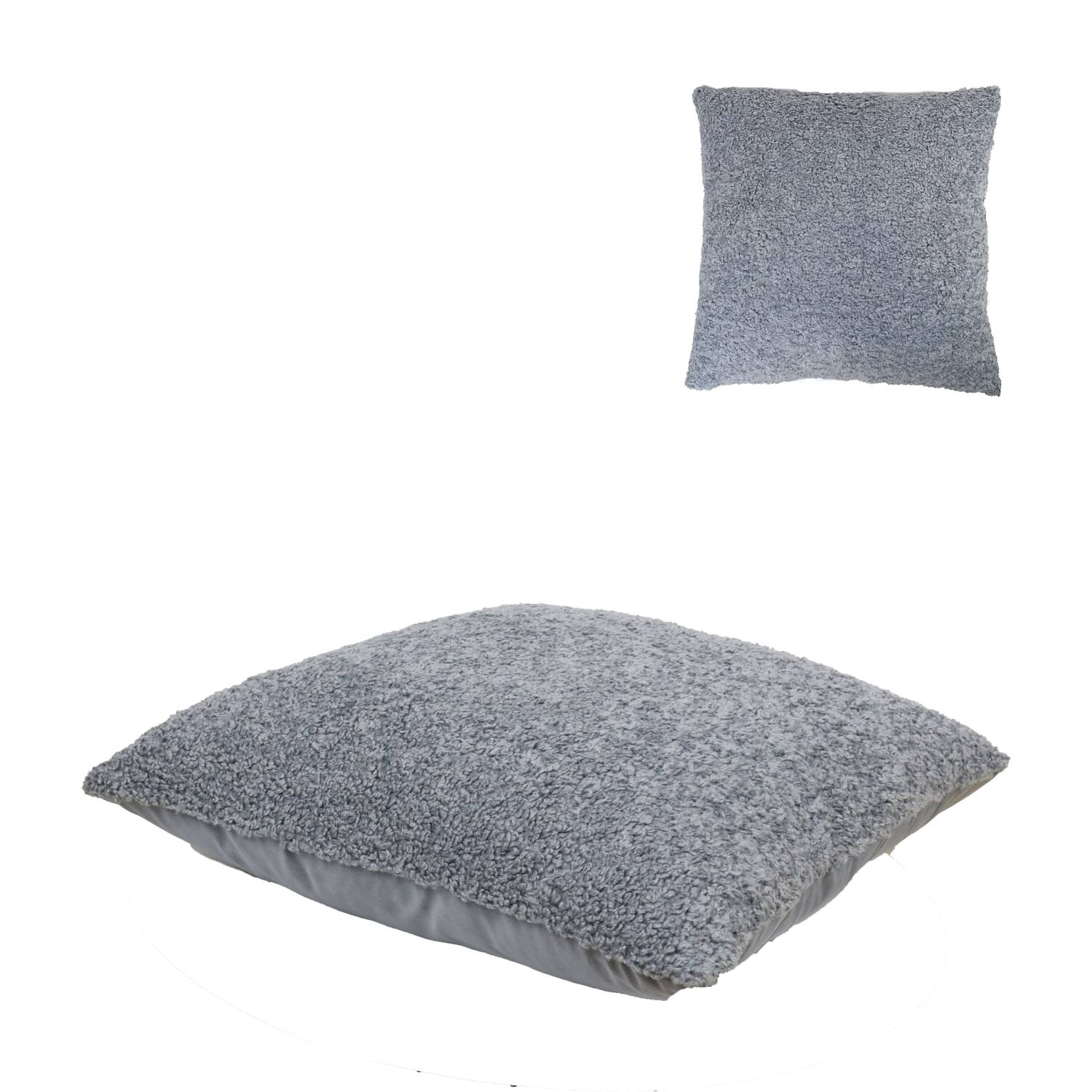 Cushion teddy polyester 60x60x8cm - Grey