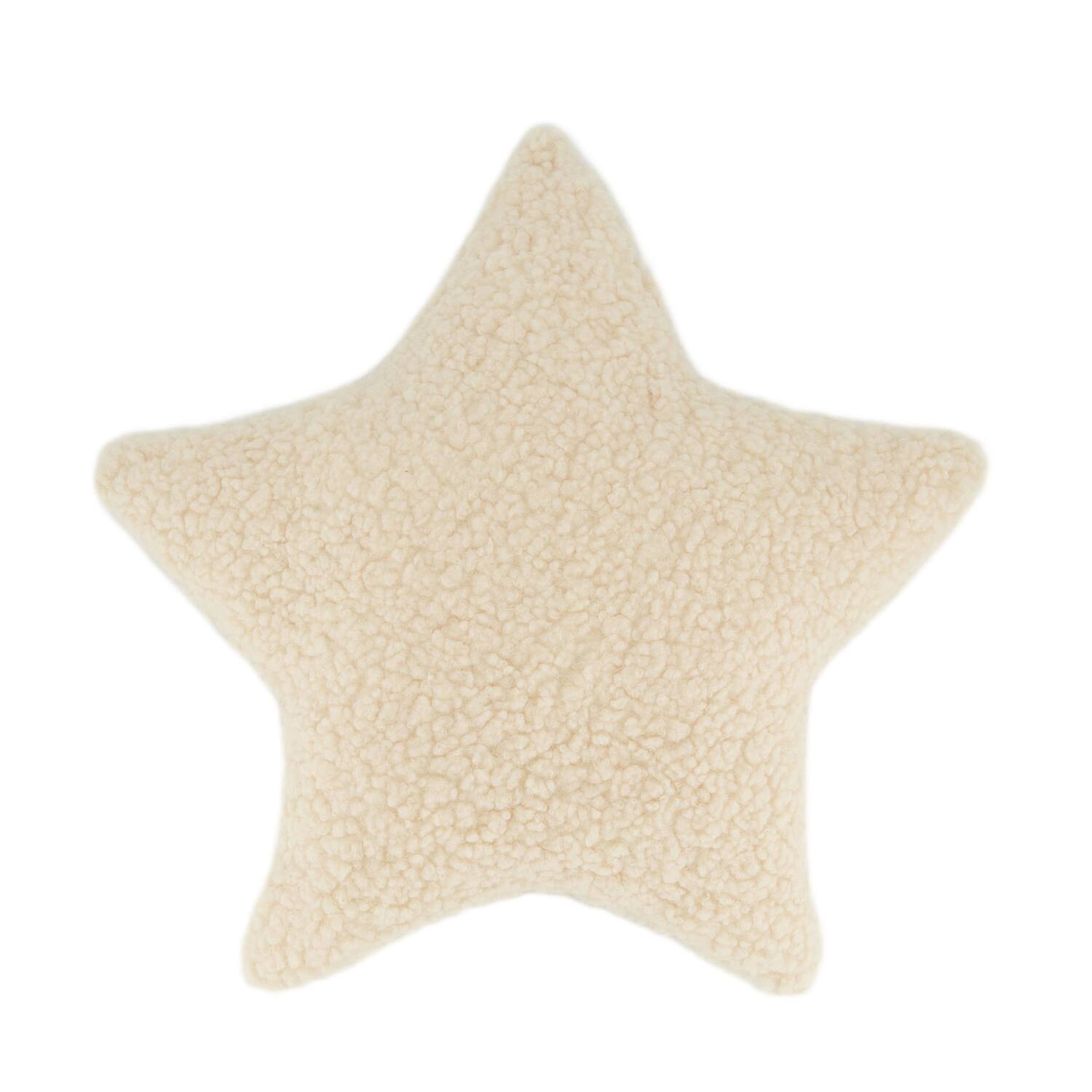 Cushion star teddy polyester 45x45x8cm - White