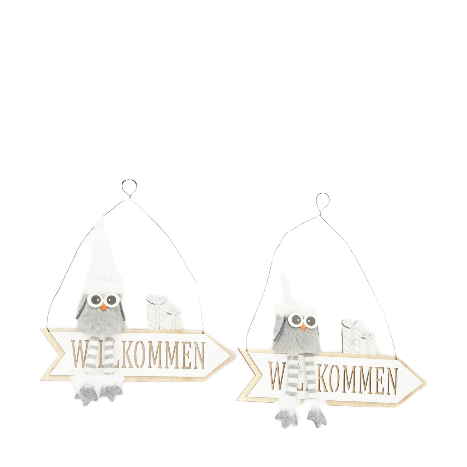 Owl willkommen fabric with hanger 22.5x4x26cm A/2