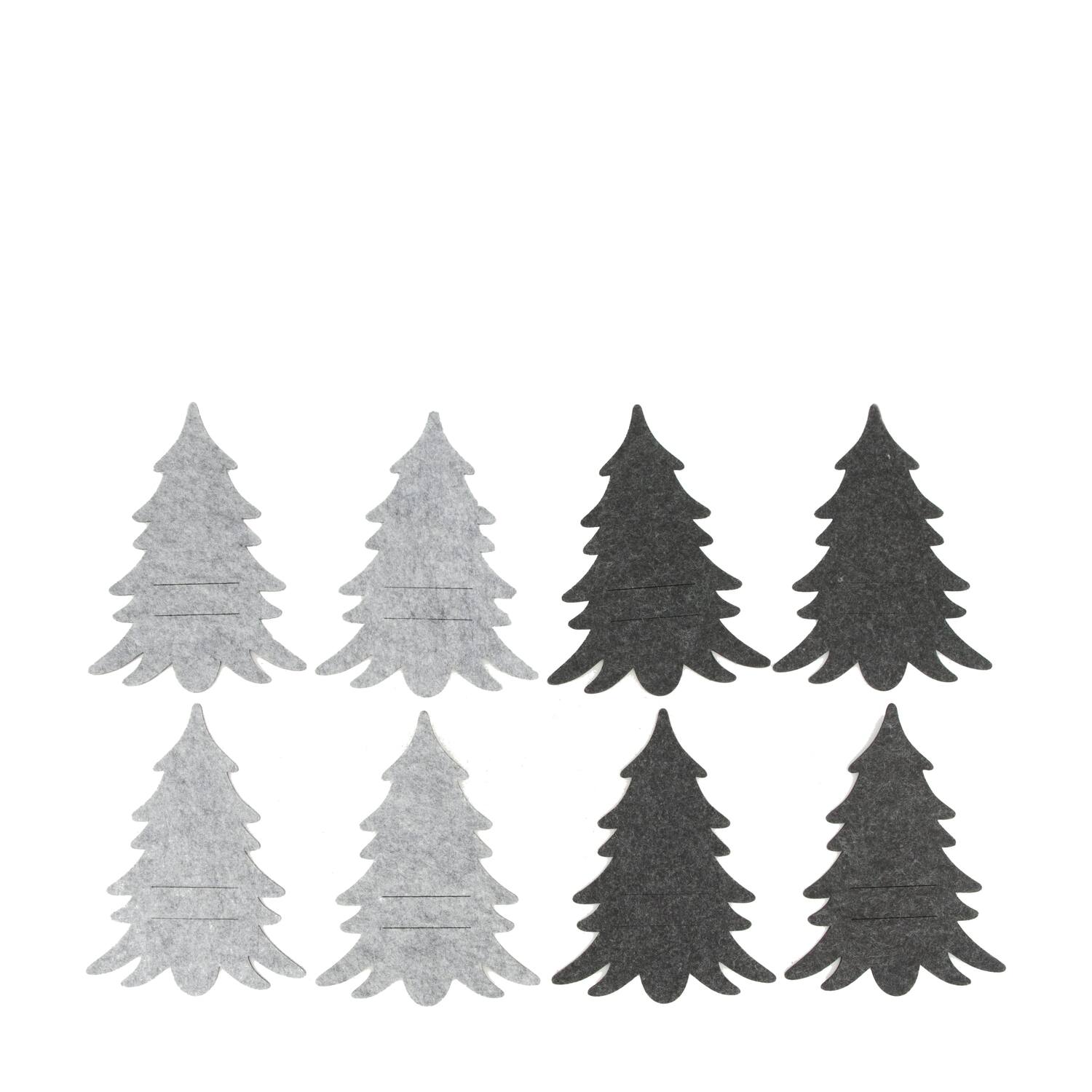 Tree cutlery holder felt 11x1x16cm 4pc C2 - Grey