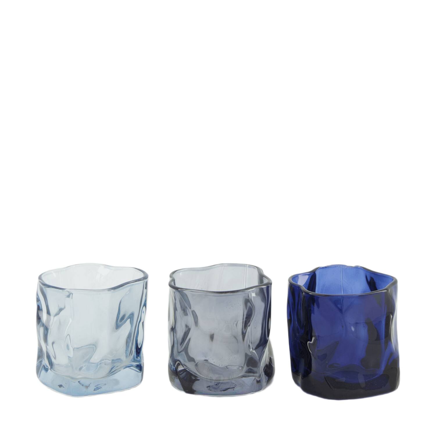 Tealight holder glass 8x8x7.5cm C3 - Blue