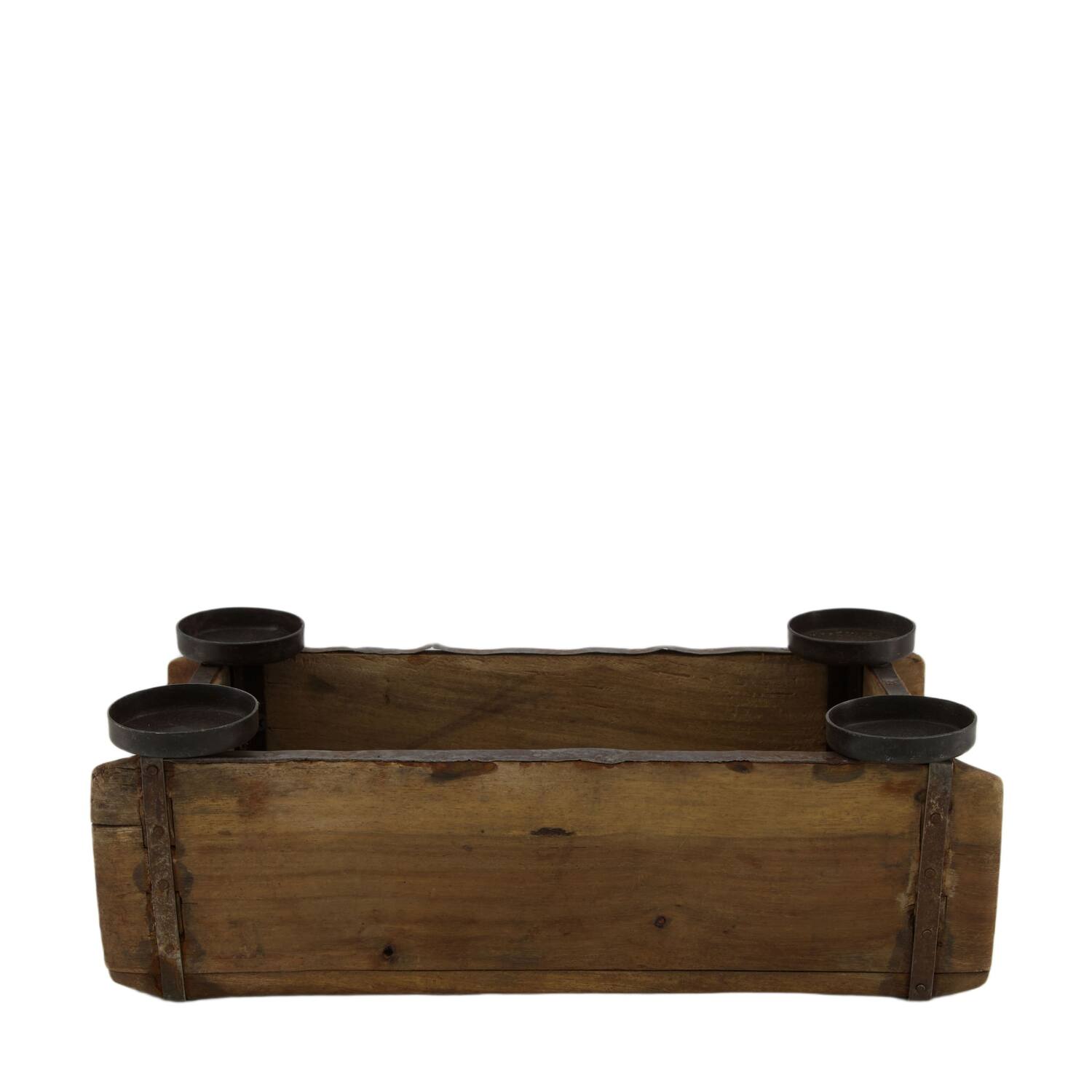 Tealight holder brickmould wood vintage 30x15x13cm