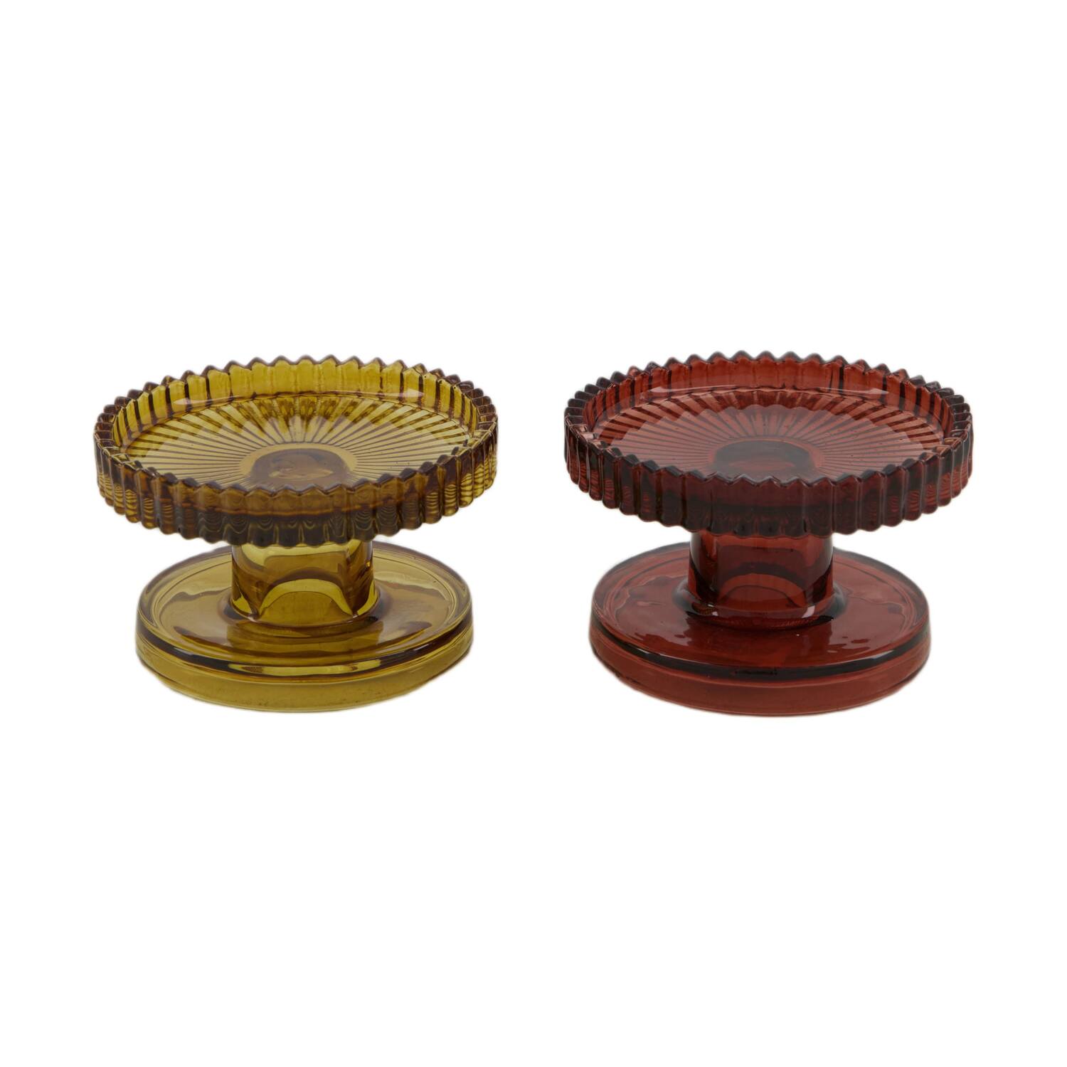 Pillar candle holder glass 10x10x6cm C/2