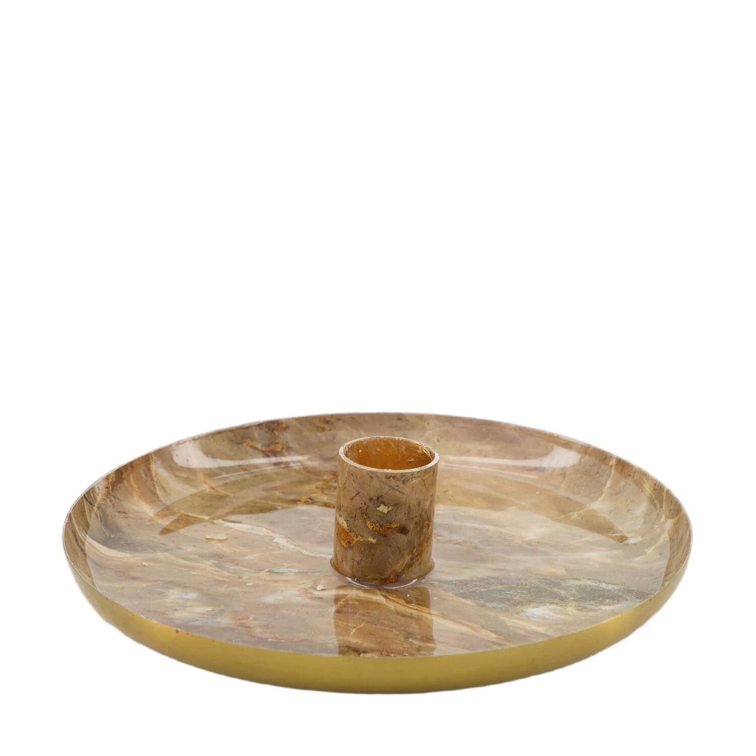 Dinnercandle holder metal 15x15x3cm - Brown