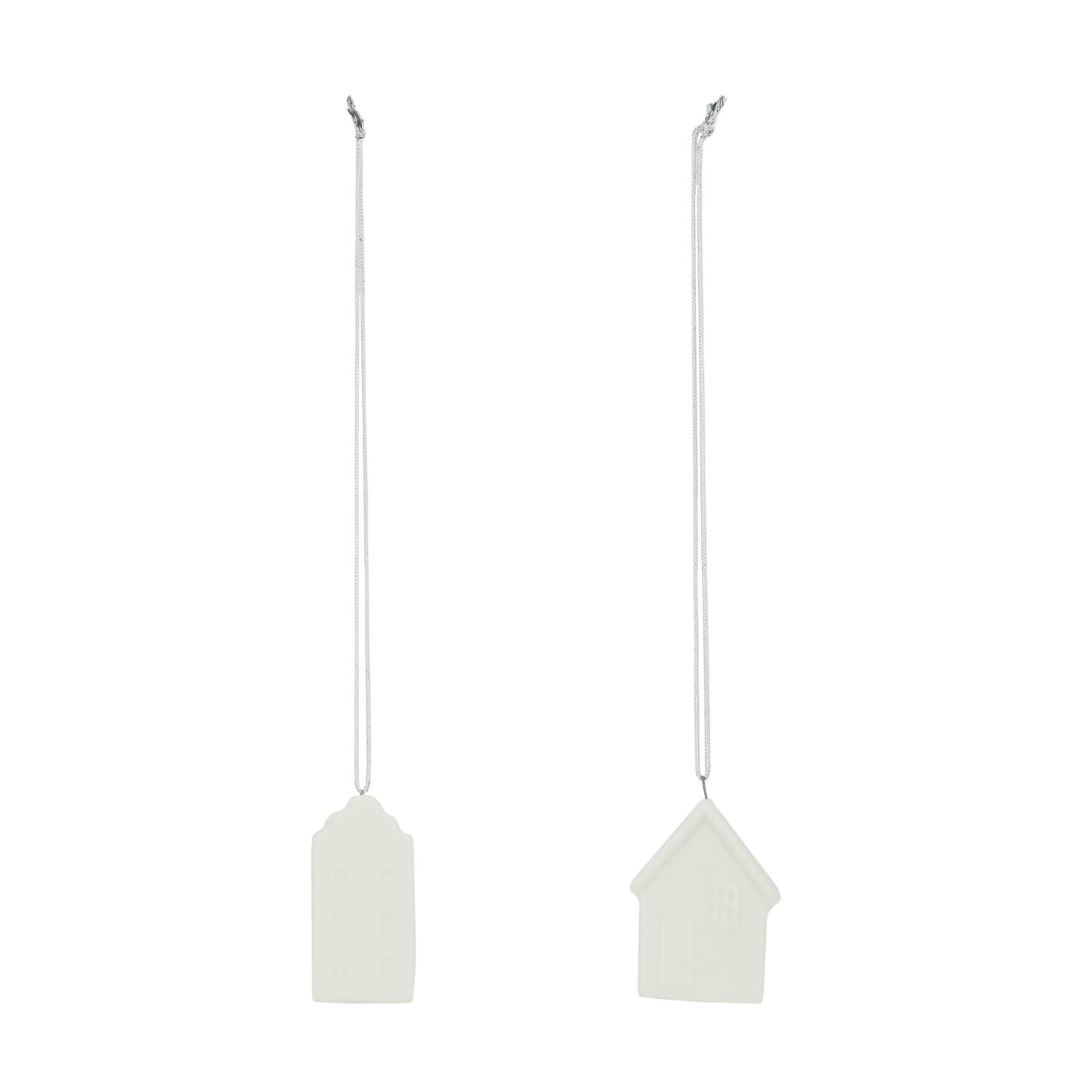 Hanger house porcelain 3.6x2.4x4.8cm  - White