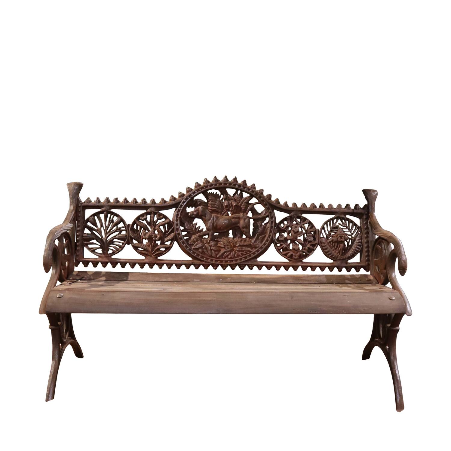 Bench cast iron vintage 120x50x70cm - Natural