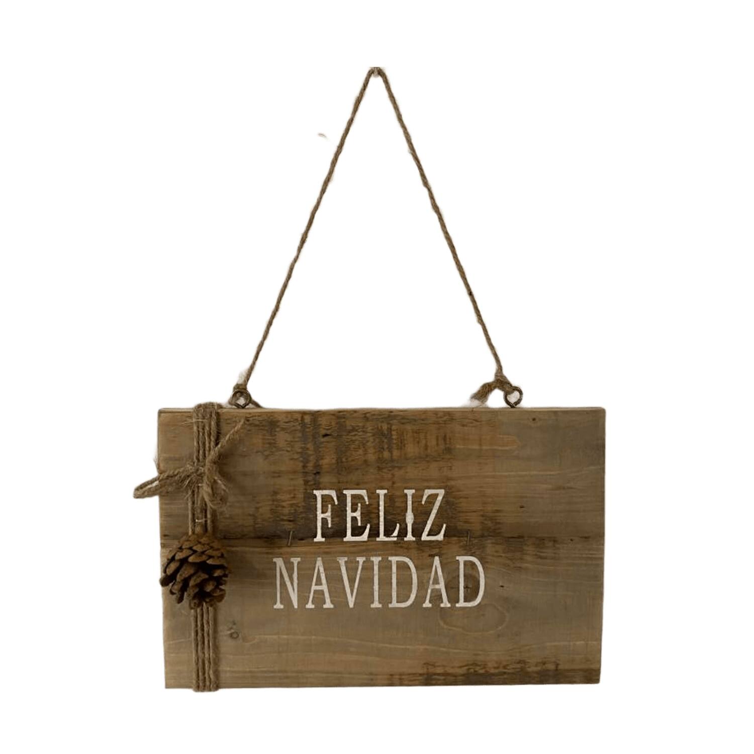 Sign Feliz Navidad historic wood with hanger 28x18x1.5cm