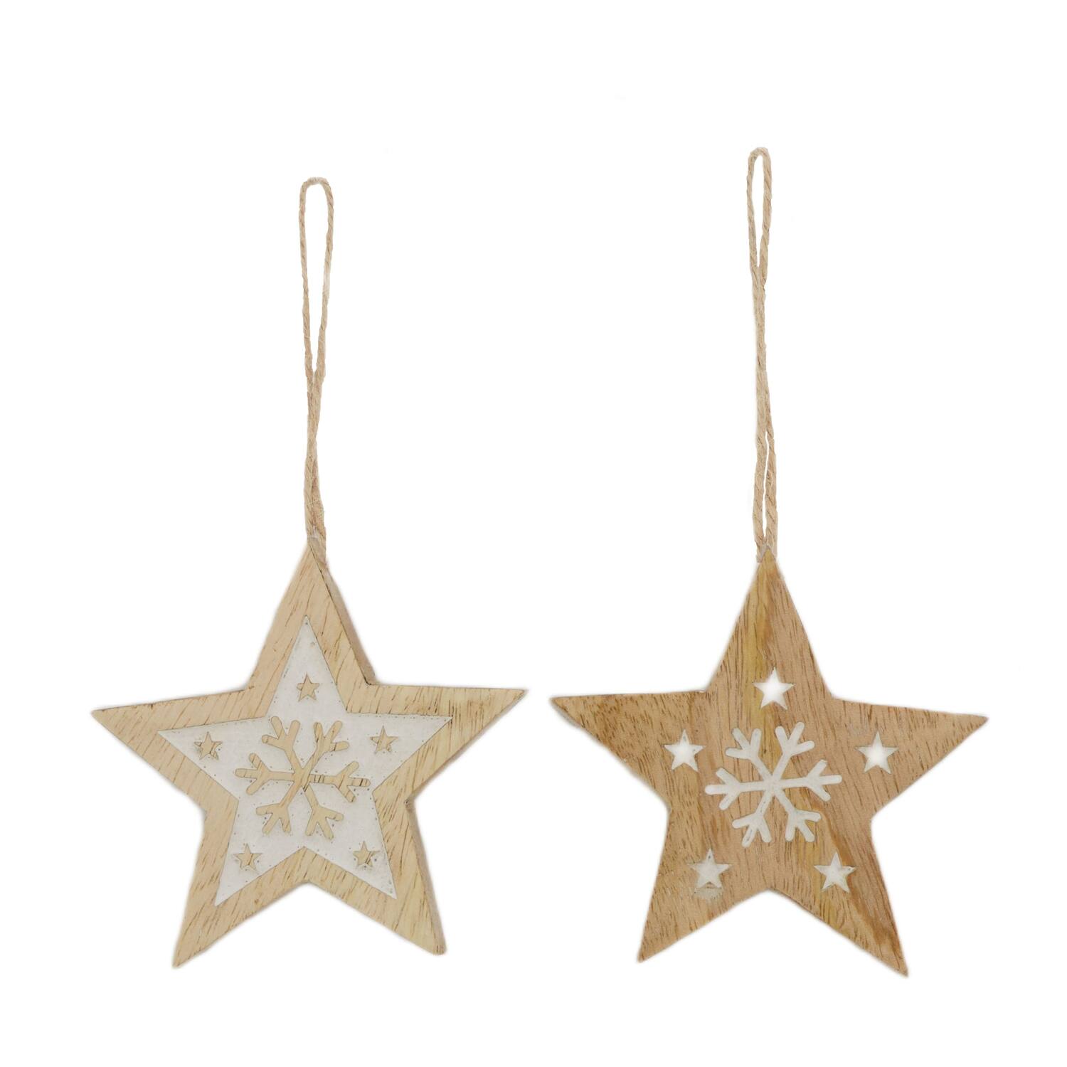Hanger star mango wood 9x1.5x9cm A/2