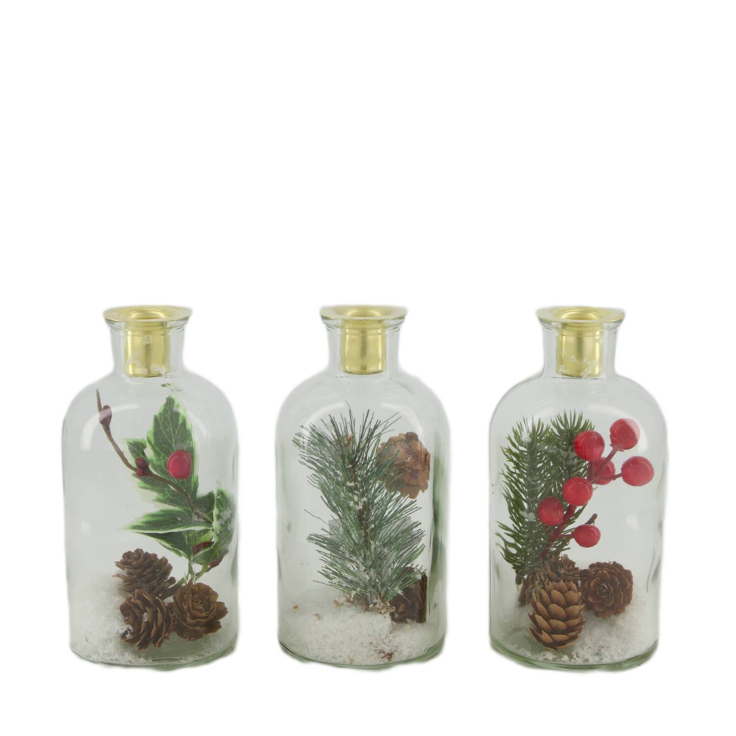 Dinnercandle holder with artificial flower glass 8x8x16cm  - Transparent