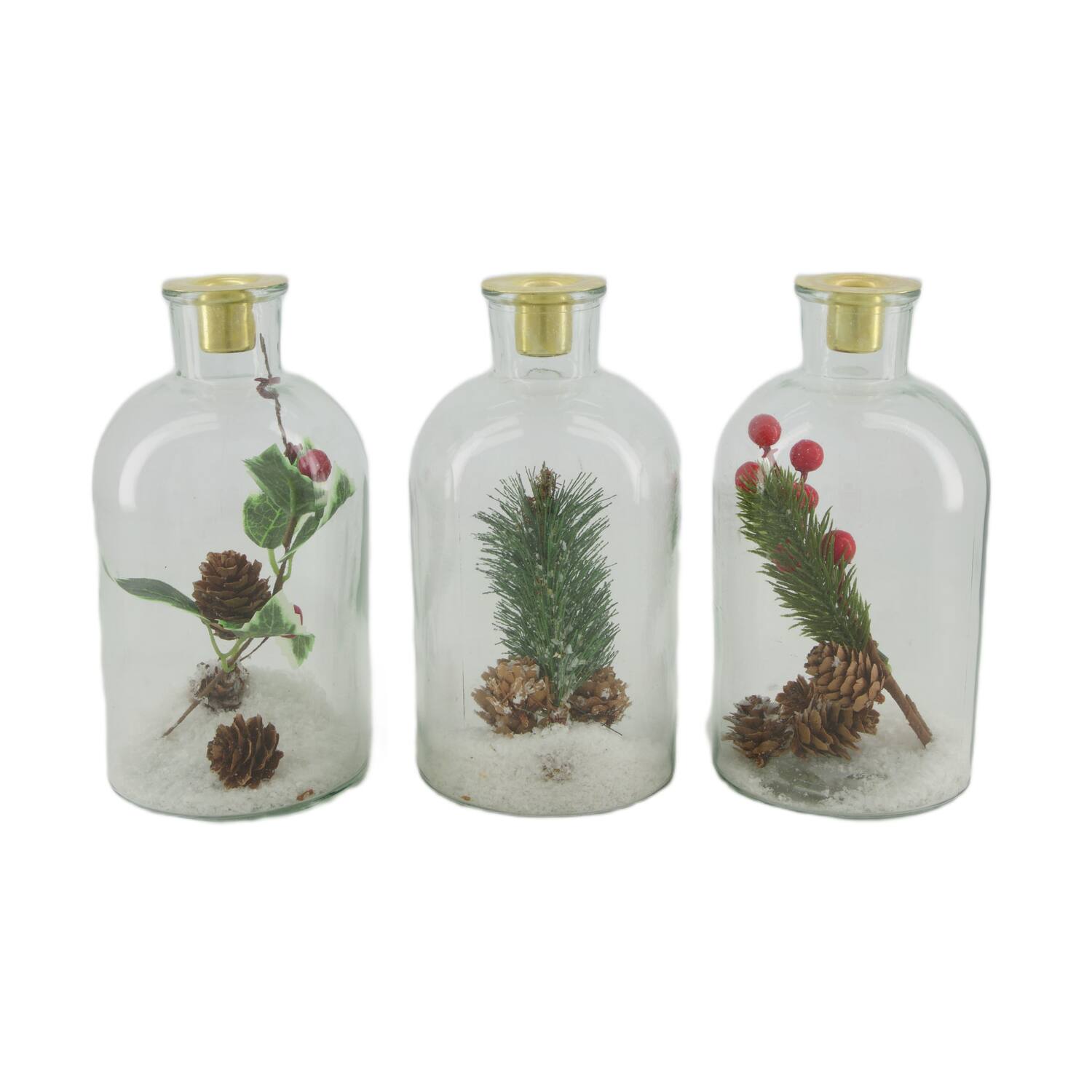 Dinnercandle holder with artificial flower glass 10.5x10.5x20cm- Transparent
