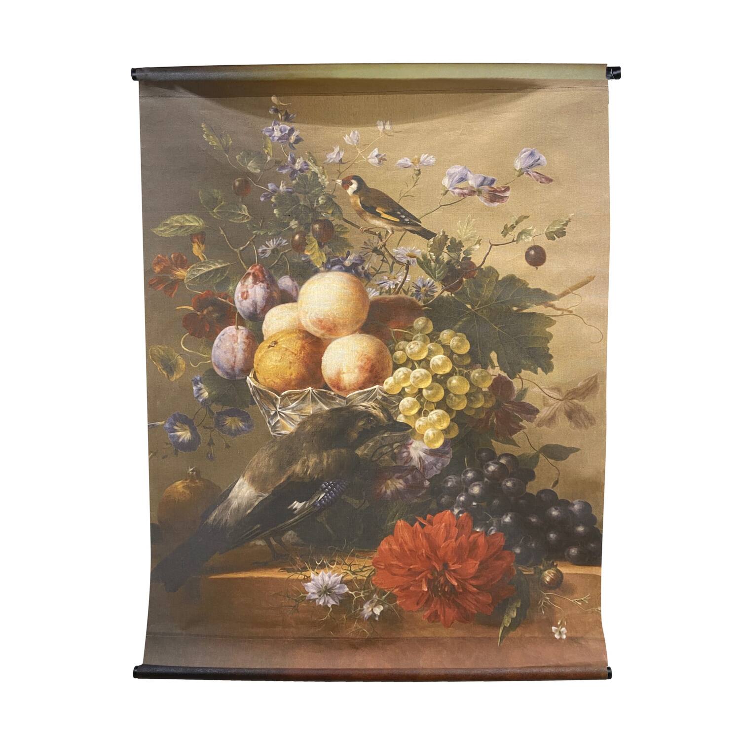 Wall art flowers mat linen with hanger 117x3x147cm