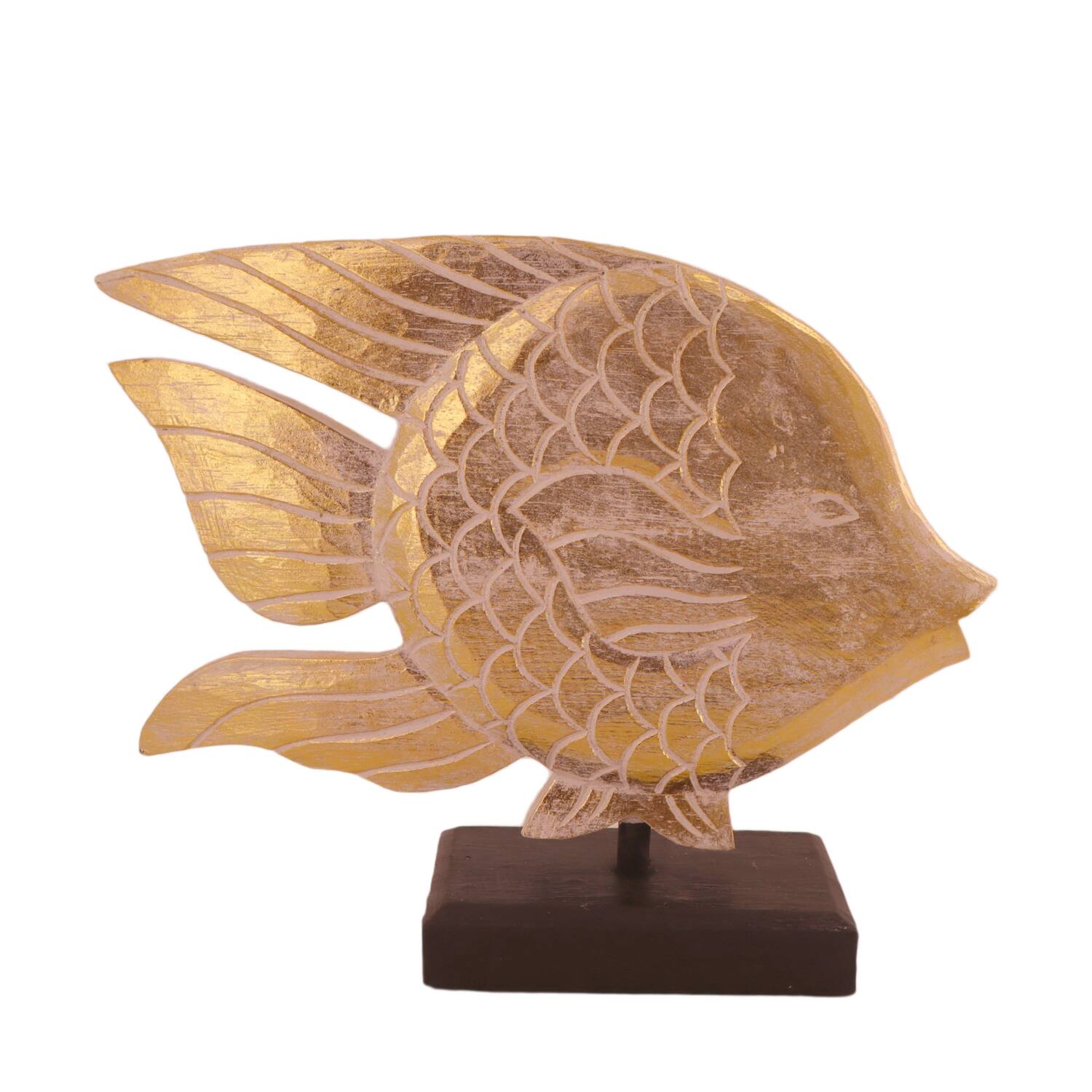 Statue fish albizia wood 34x10x29cm