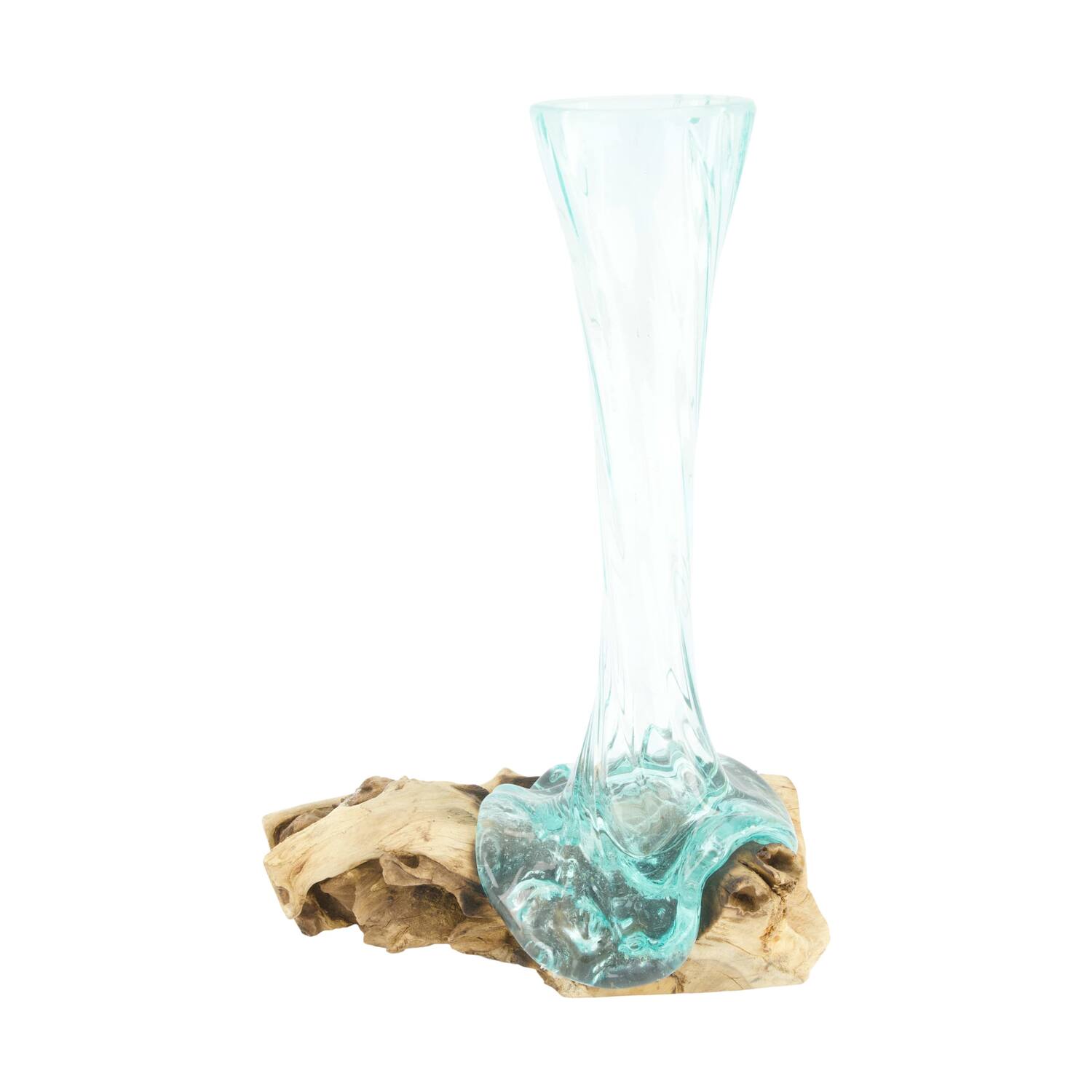 Root teak wood with glass 18x14x38cm - Natural