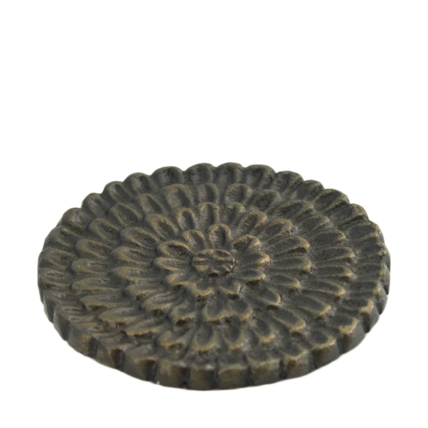 Coaster flower aluminium 9x9x3cm 4pc - Black