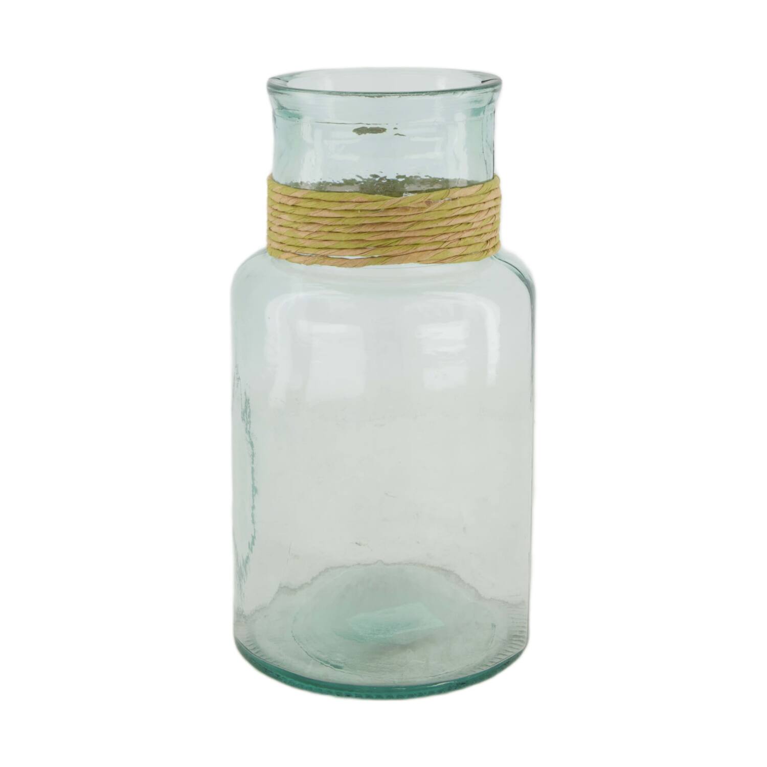 Vase raffia recycled glass 15x15x28cm - Transparent