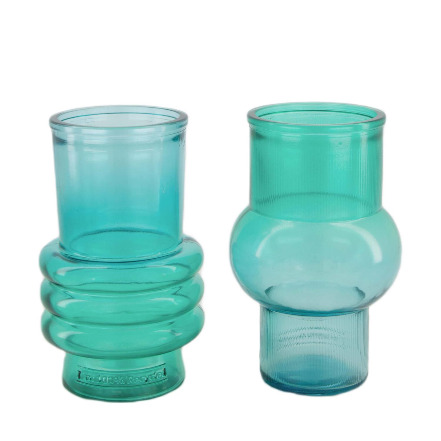 Vase recycled glass 11x11x17cm - Blue