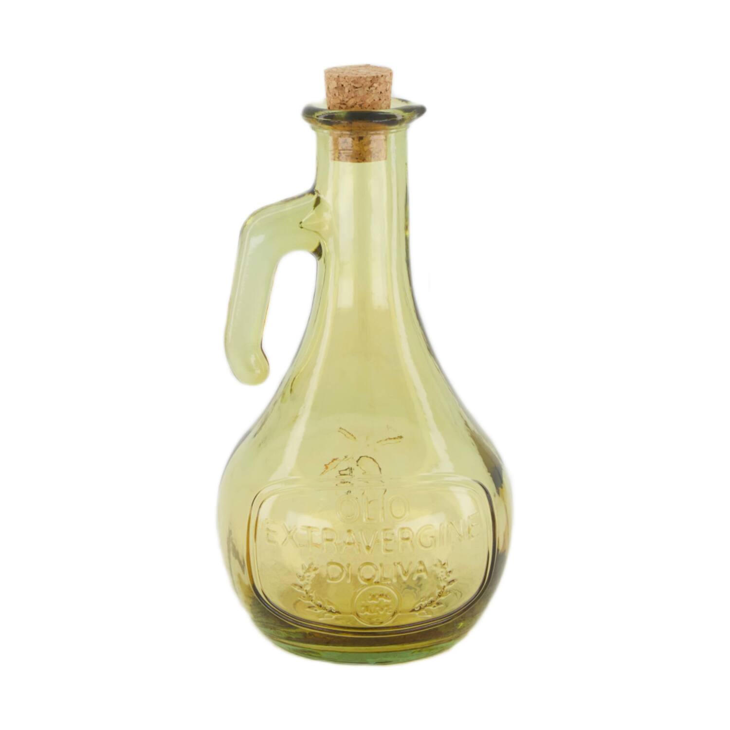 Bottle with cork recycled glass 11x11x20cm