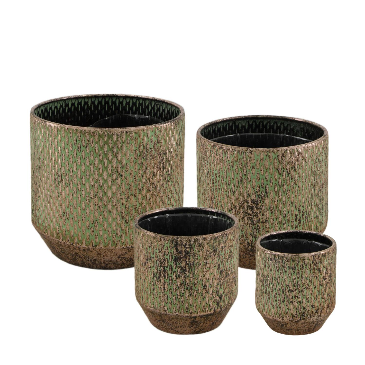 Planter metal with plastic 19.5x19.5x18cm - Gold