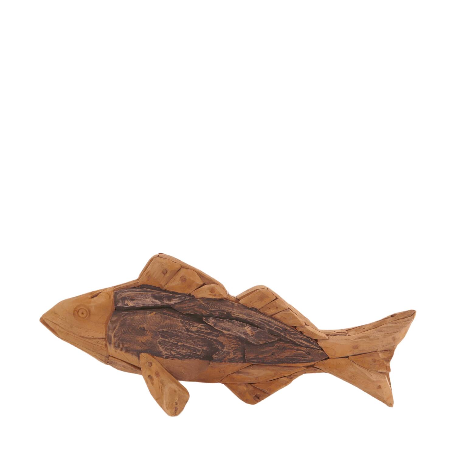 Fish teak wood 81x11x31cm - Natural