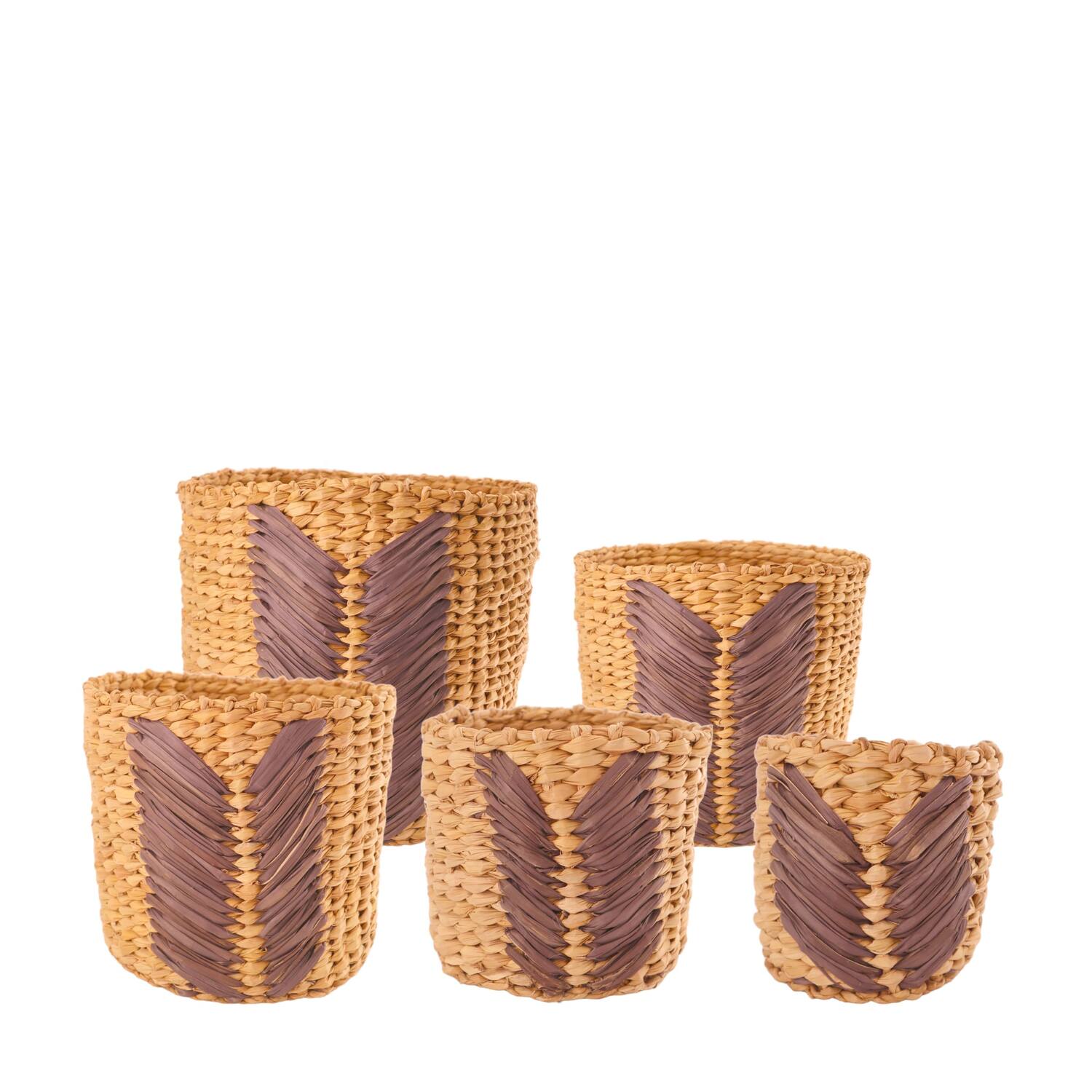 Basket seagrass with plastic 38x38x36cm S/5