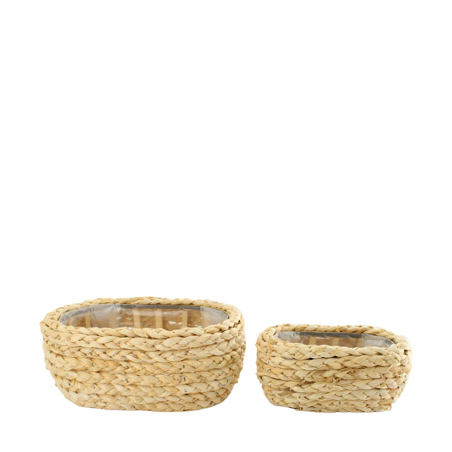 Basket corn with plastic 29.5x20.5x12cm  - Natural