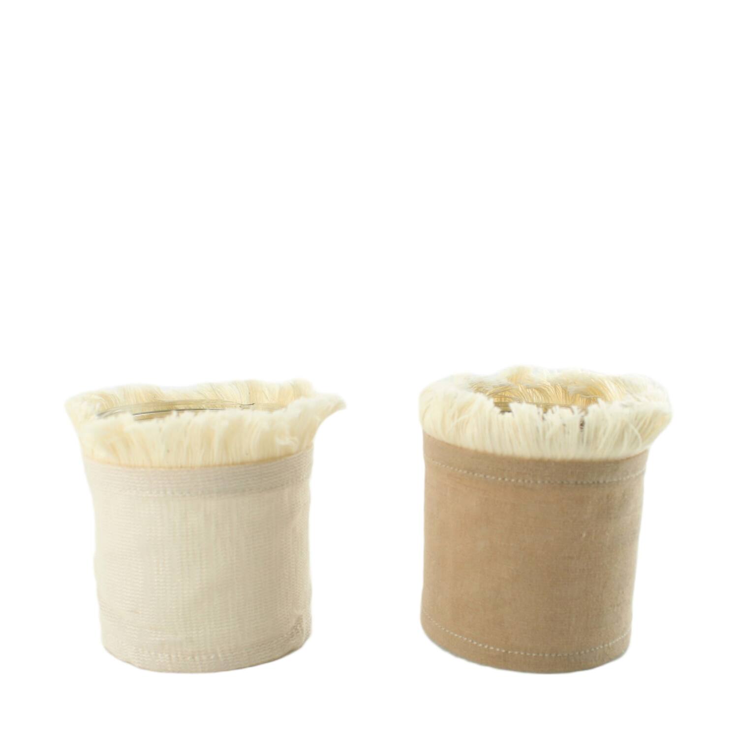 Tealight holder fabric 8x8x8cm  - Cream